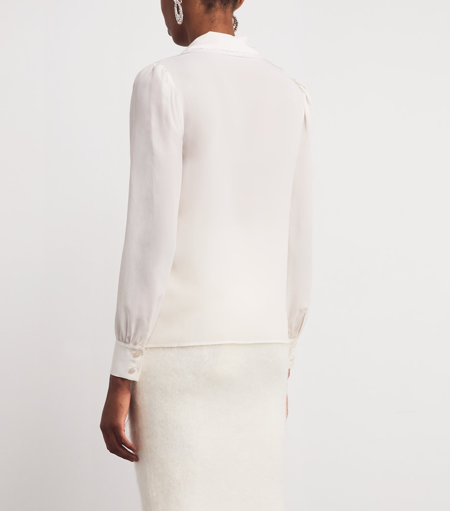 Silk Lace-Trim Blouse 0822 WHITE Image 4