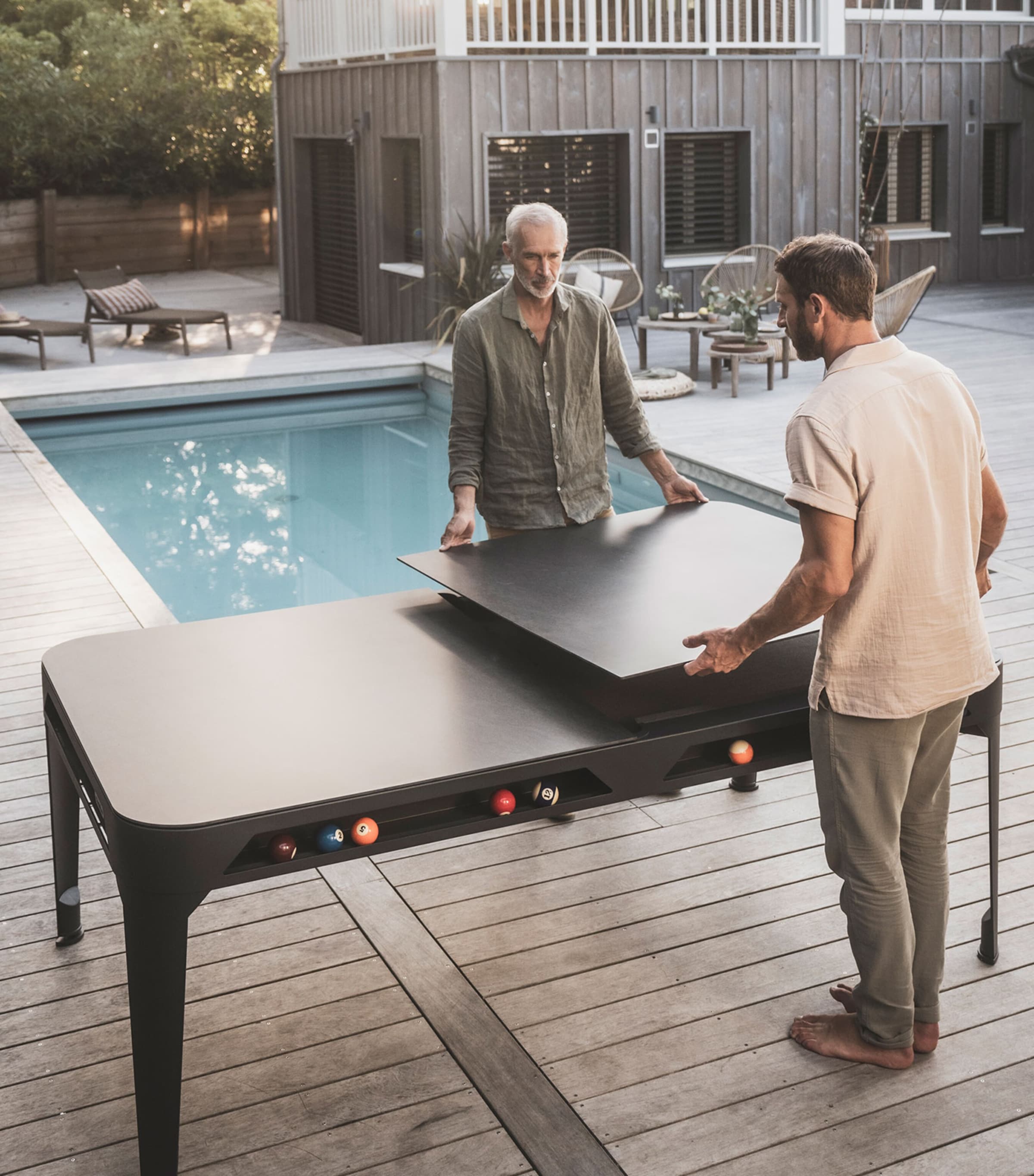 Cornilleau Hyphen Outdoor Pool Table Blck Gry Mot Drk Gry Image 5