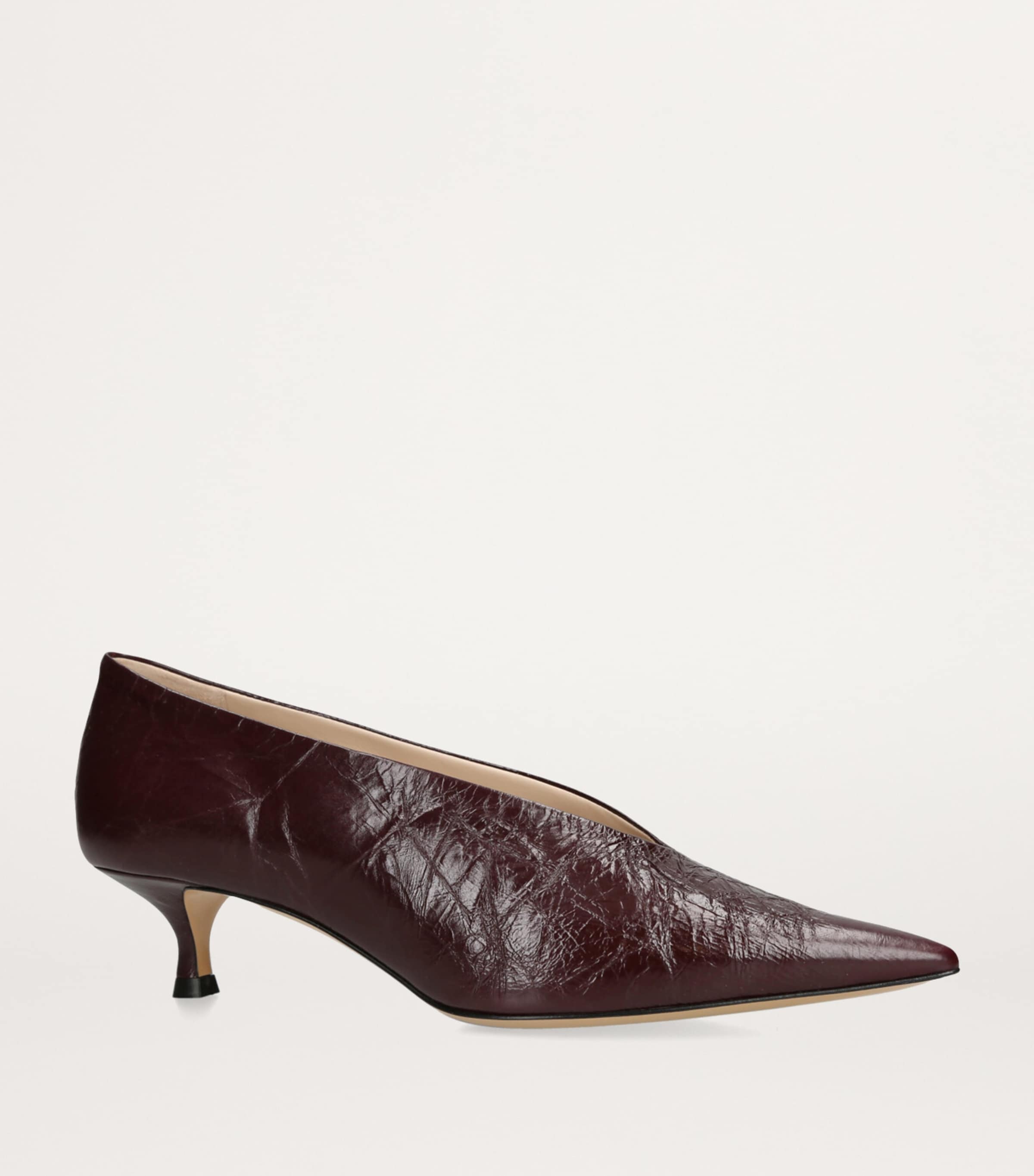 Le Monde Beryl Leather Babouche Kitten Heel 35 Wine Image 3
