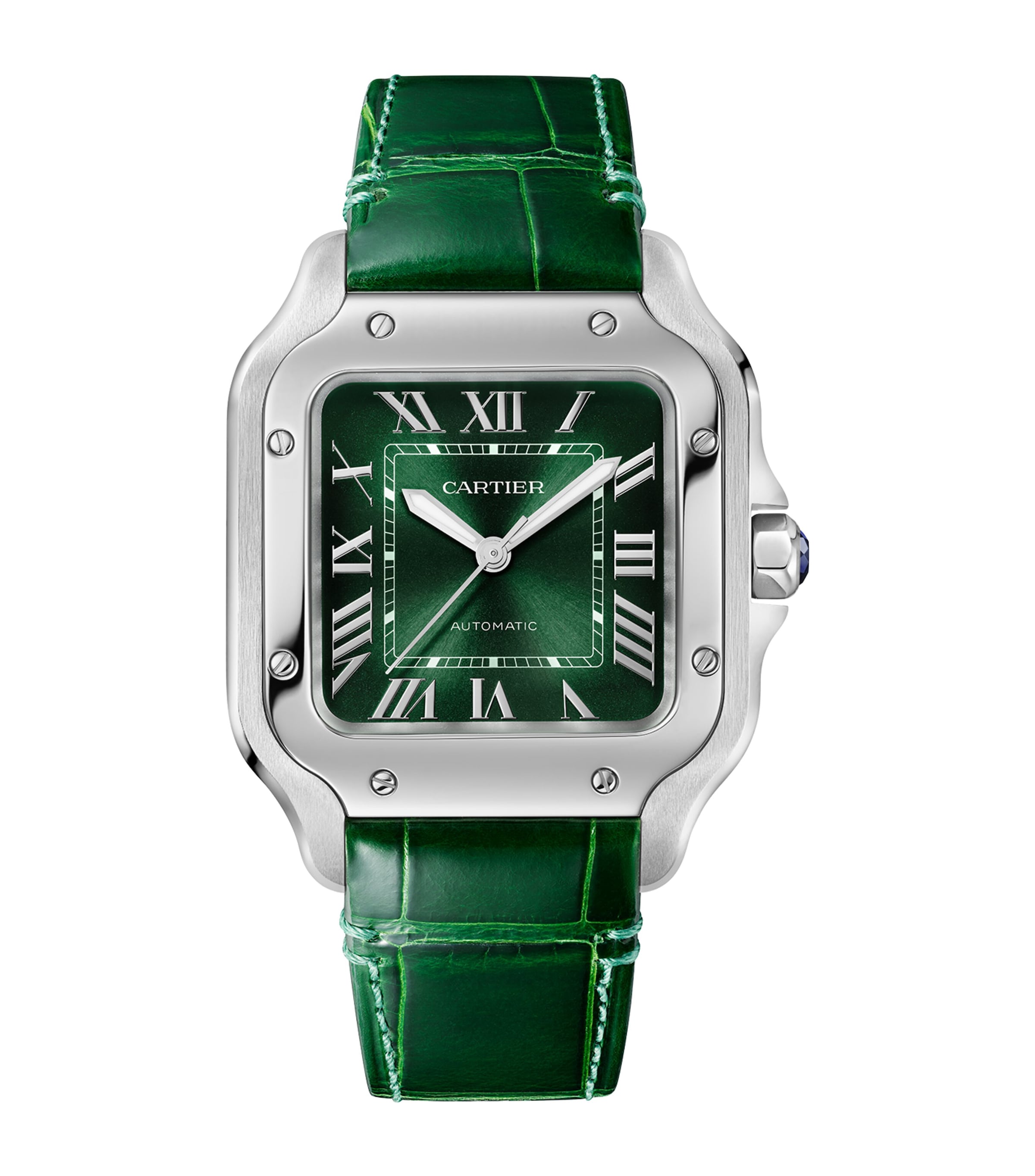 Steel Santos de Cartier Watch 35mm GREEN Image 2