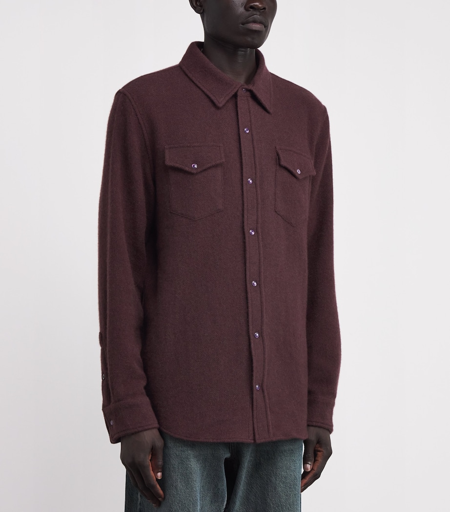 Cashmere Press-Stud Overshirt CLARET / AMETHYST Image 3