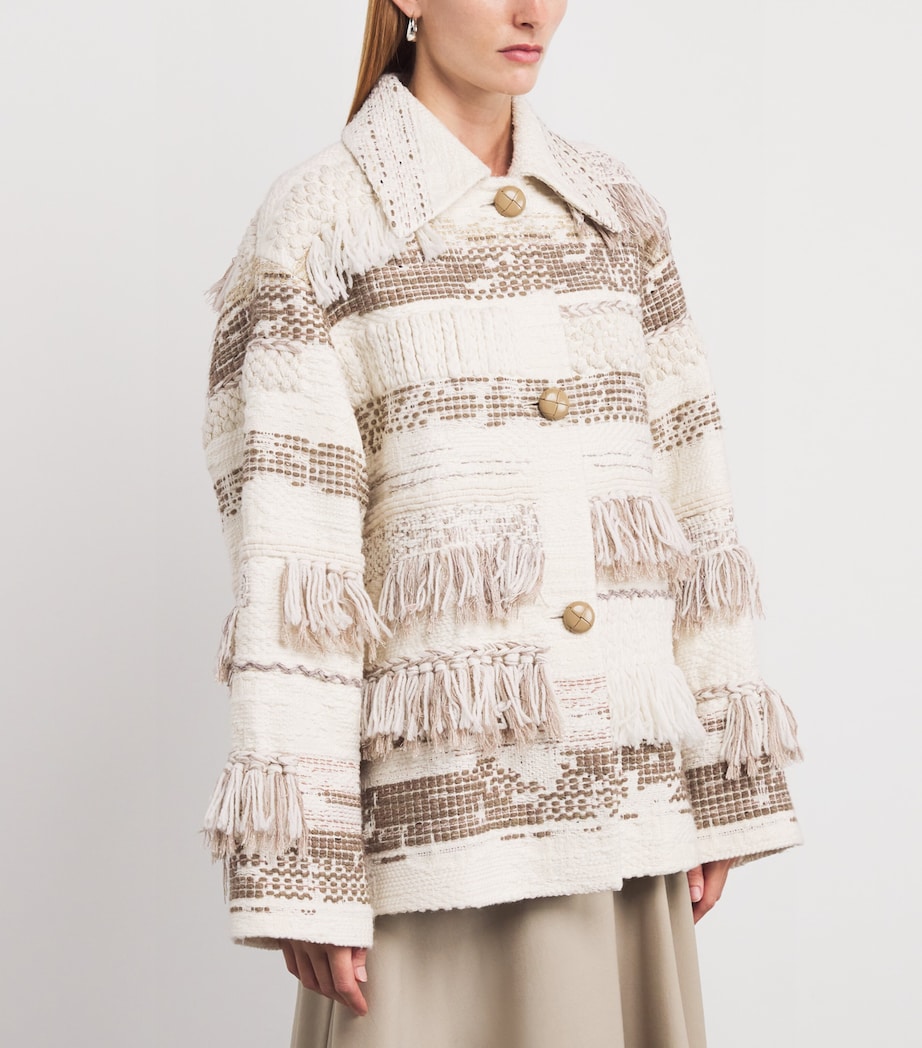 Merino-Cashmere Woven Fringe Jacket 0002100 CLOUD MULTI Image 3