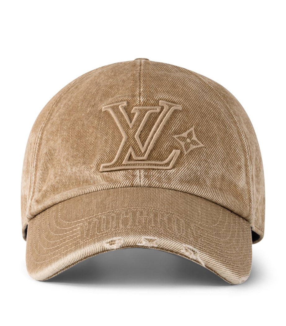 Distressed Denim Cap BEIGE Image 1