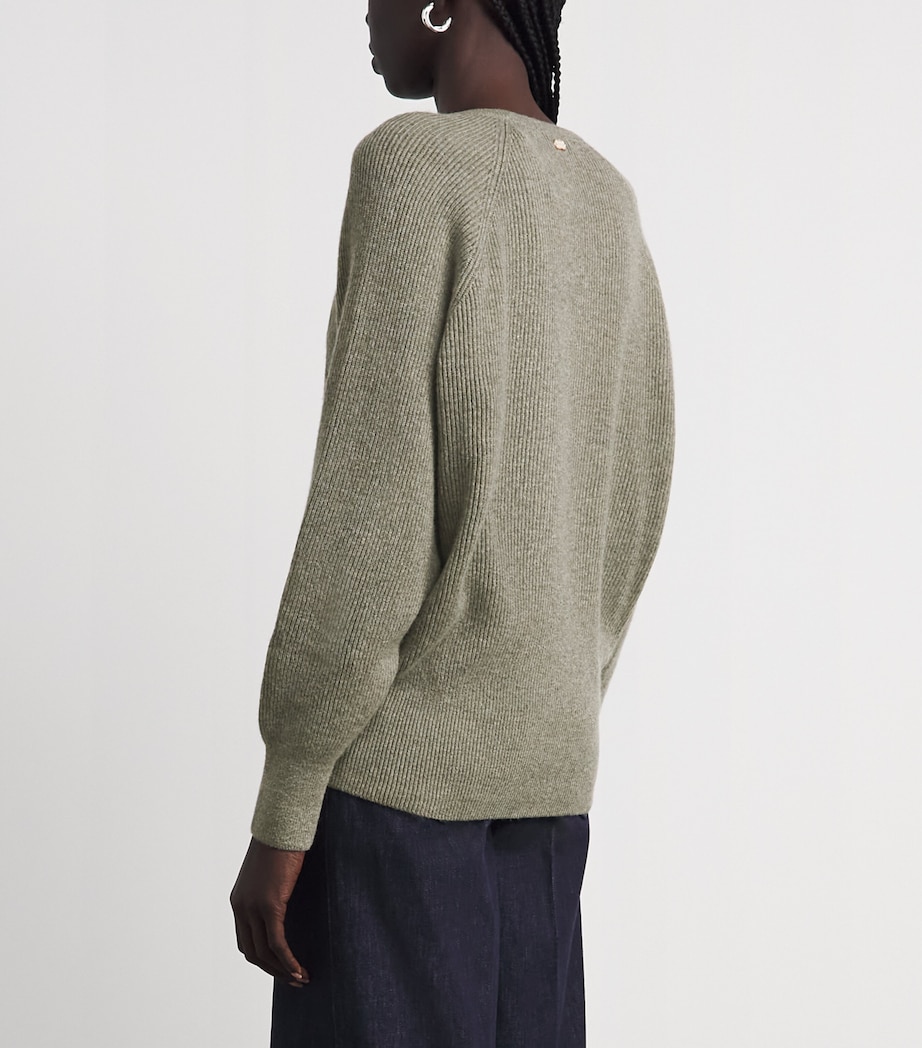 Agnona Womens Cashmere V-Neck Sweater Warm Grey Sand Image 5