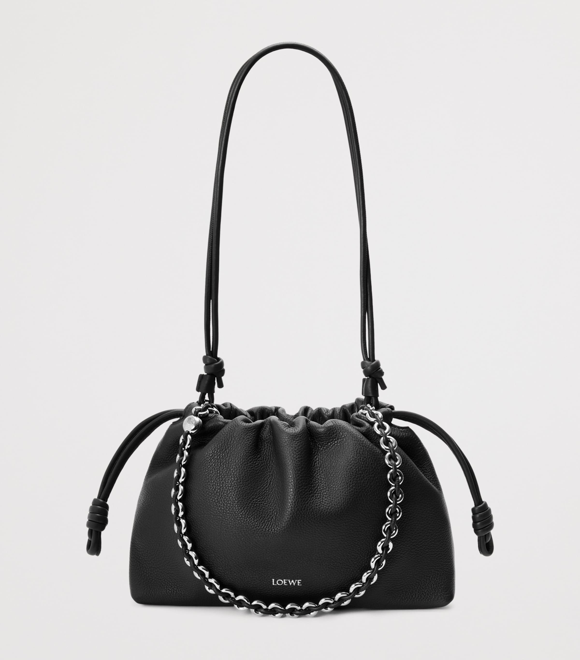 Medium Leather Flamenco Shoulder Bag BLACK Image 4