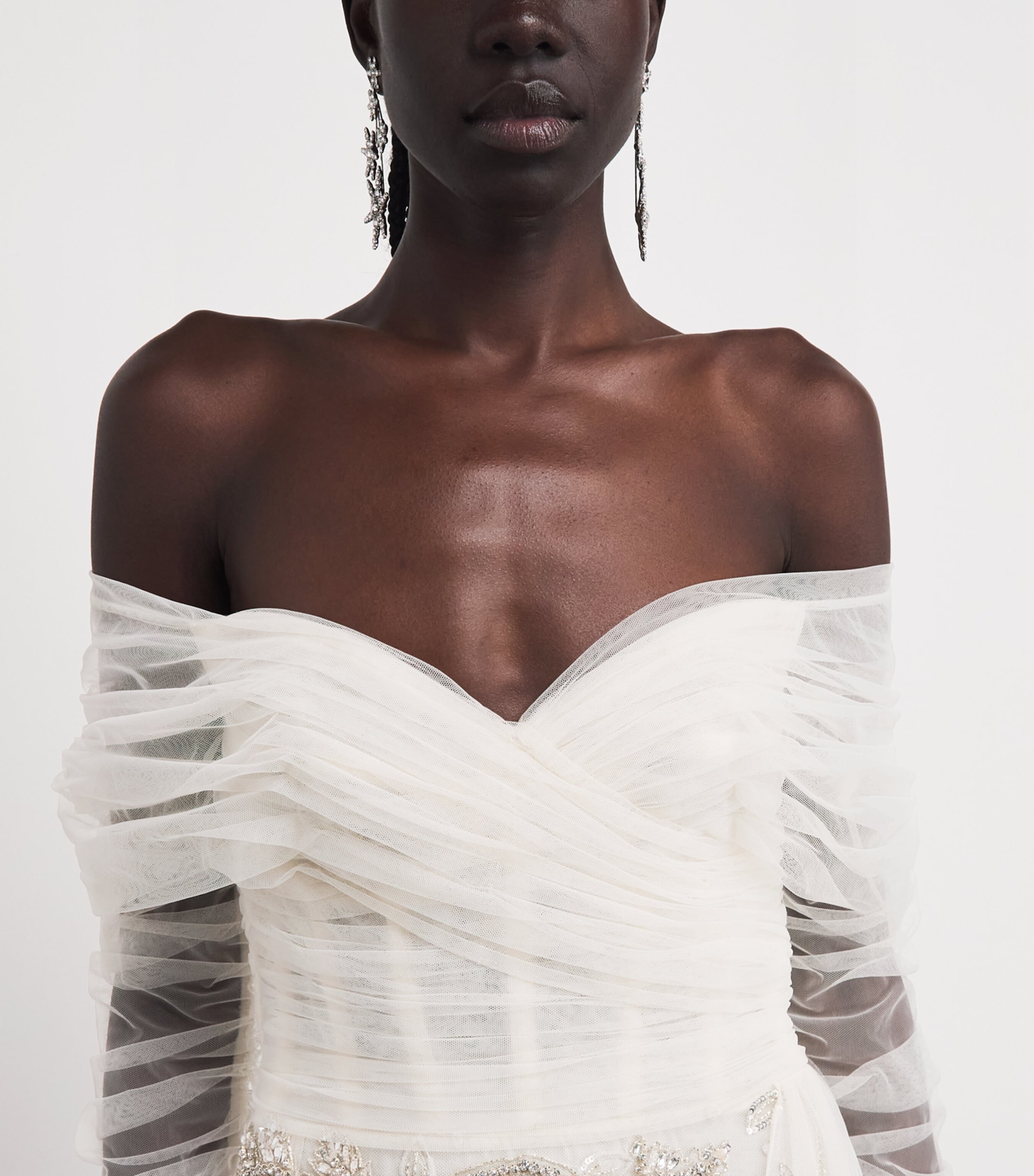Zuhair Murad Womens Embroidered Off-The-Shoulder Gown Birch Image 3