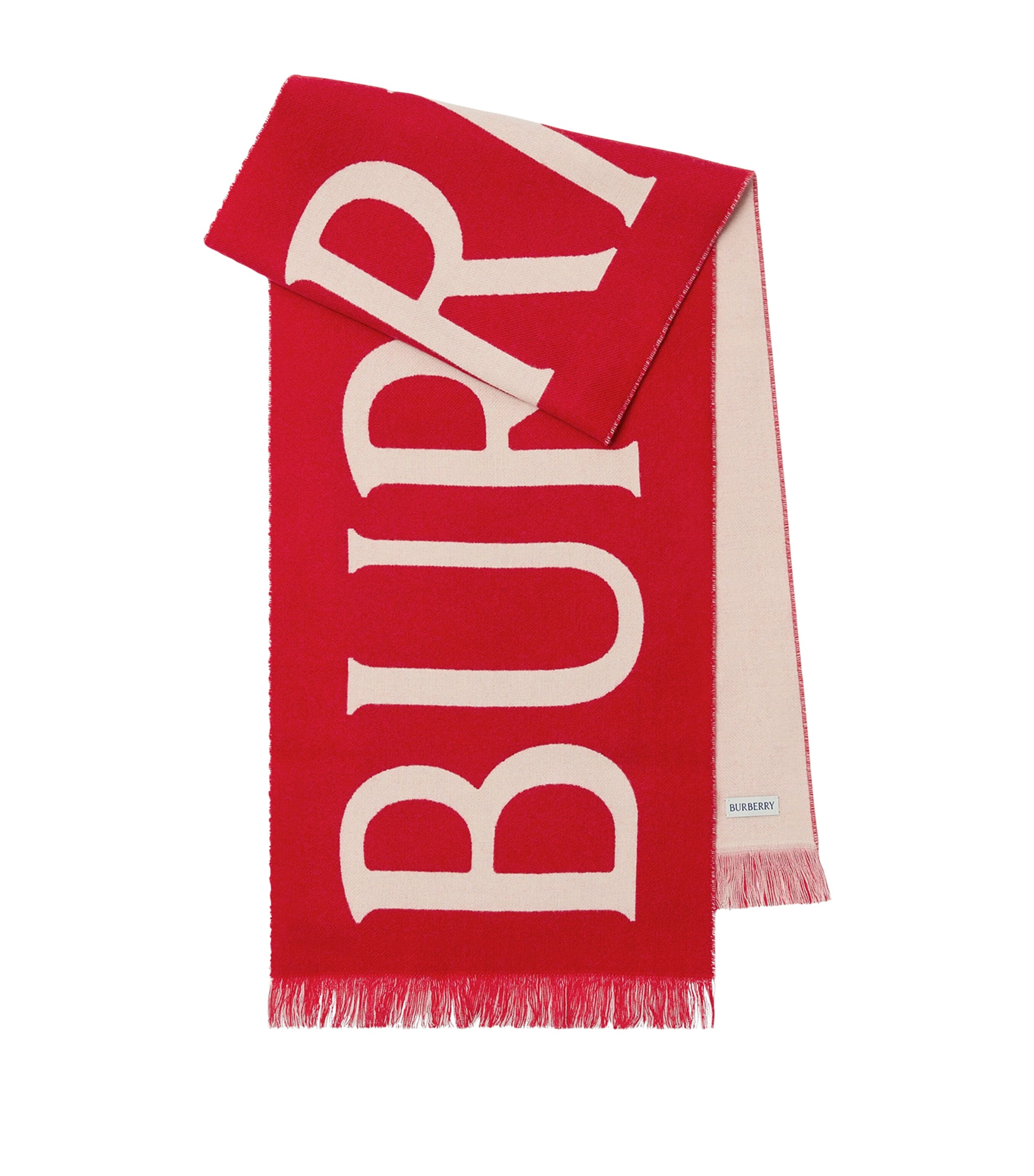 Burberry Wool Logo Scarf In Red