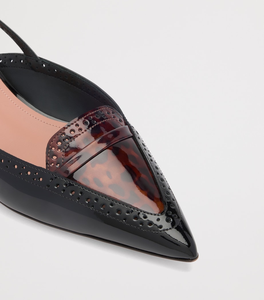 Patent Leather Leopard Print Laurie Slingback Flats BLACK Image 5