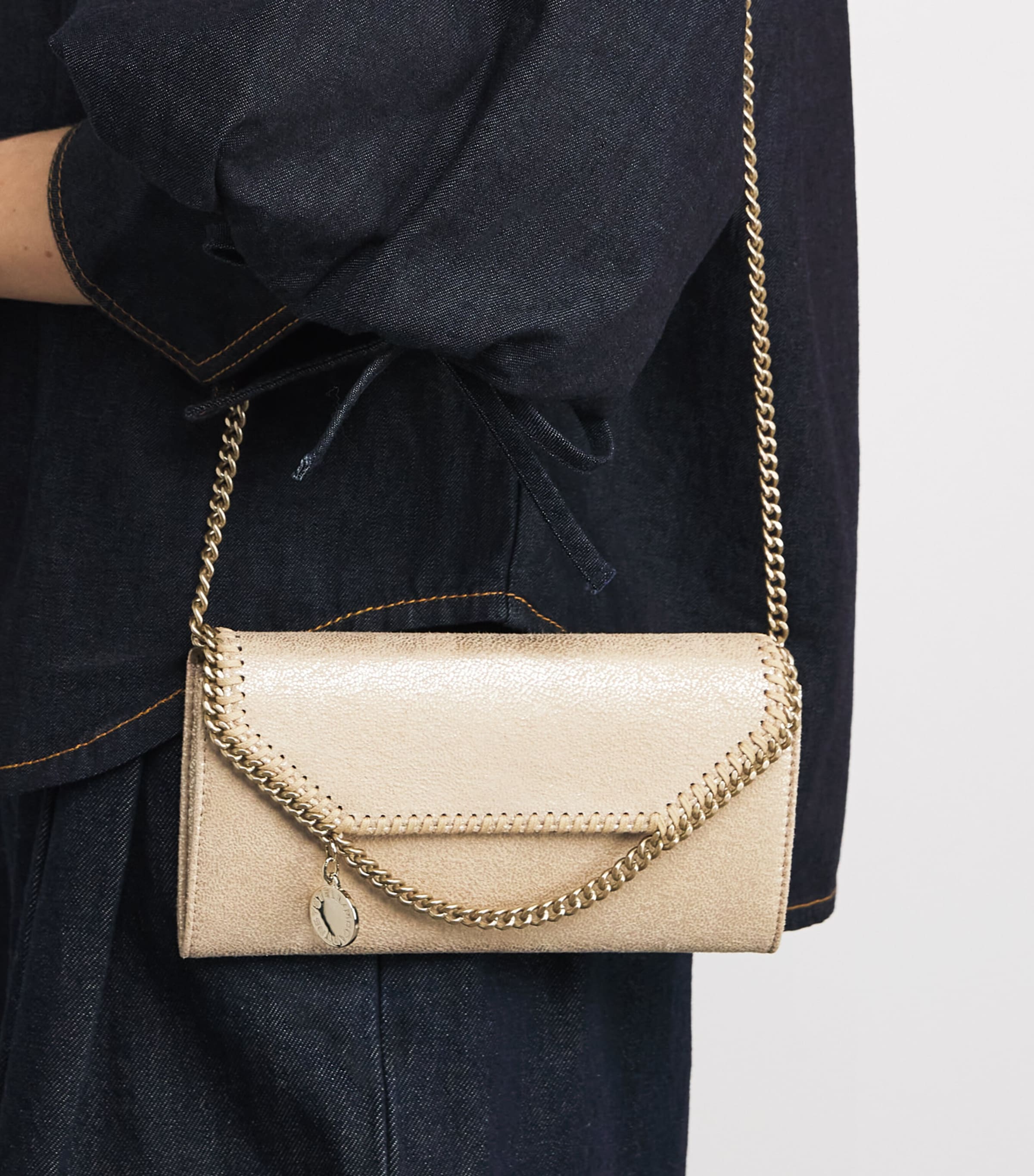 Faux Leather Falabella Chain Wallet T701 GOLD Image 5