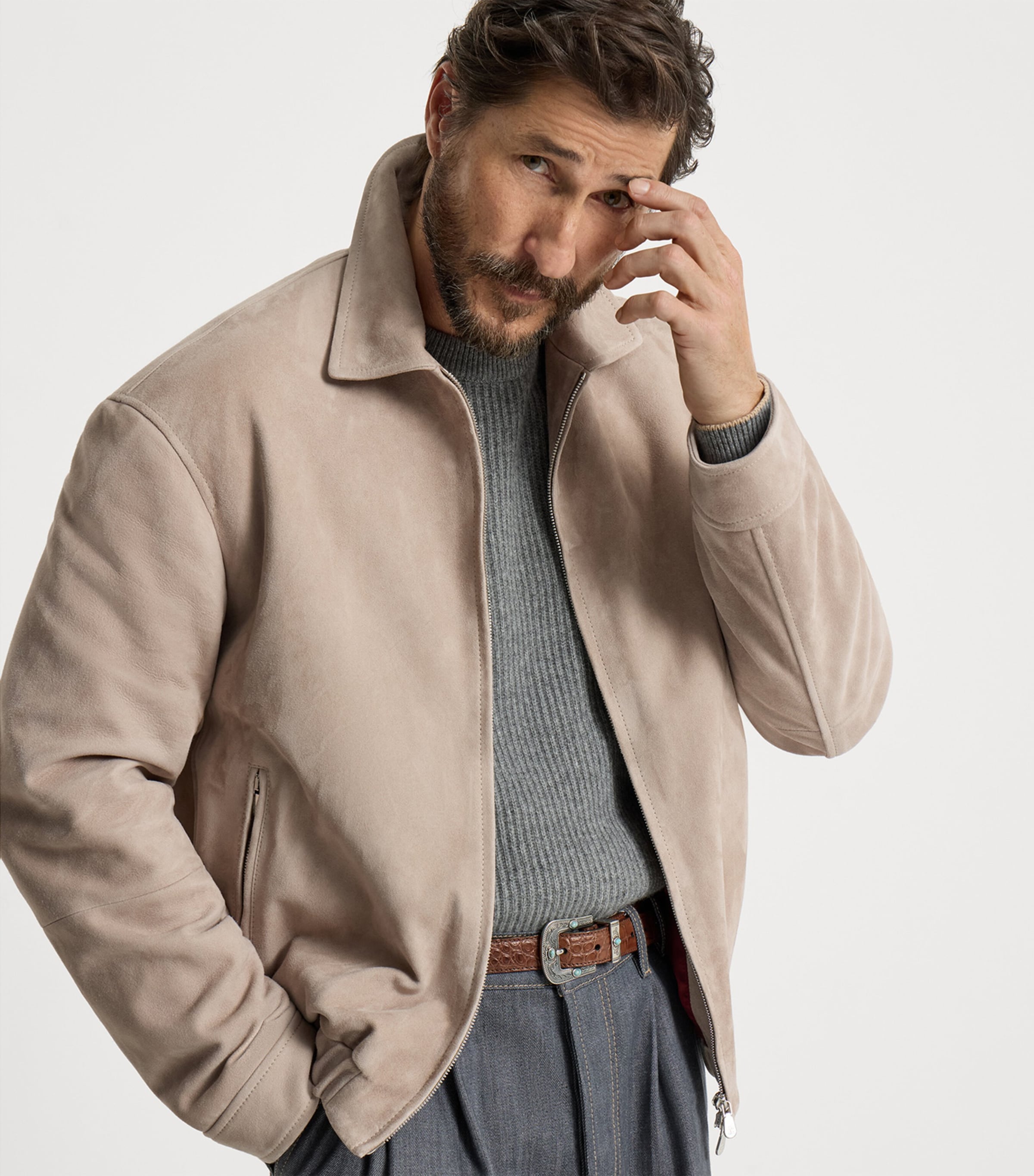 Suede Two-Way Zip Jacket CZT85 Image 4