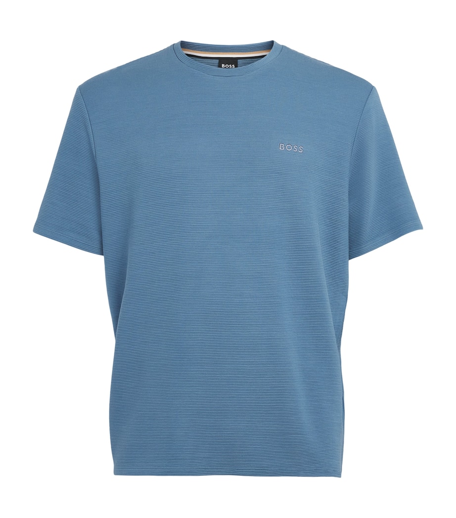BOSS Mens Rib-Knit Logo T-Shirt Light/pastel Blu Image 1