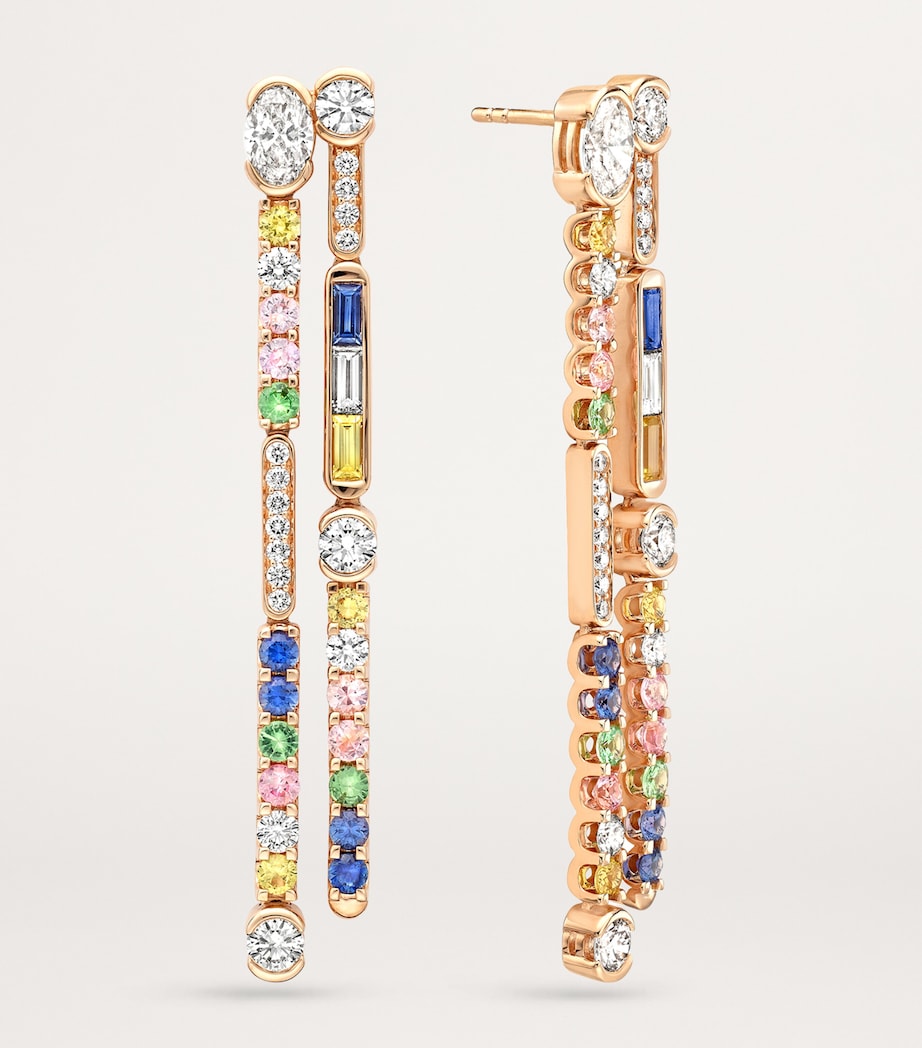 Rose Gold, Diamond, Sapphire and Tsavorite Play of Light Drop Earrings ROSE GOLD Image 3