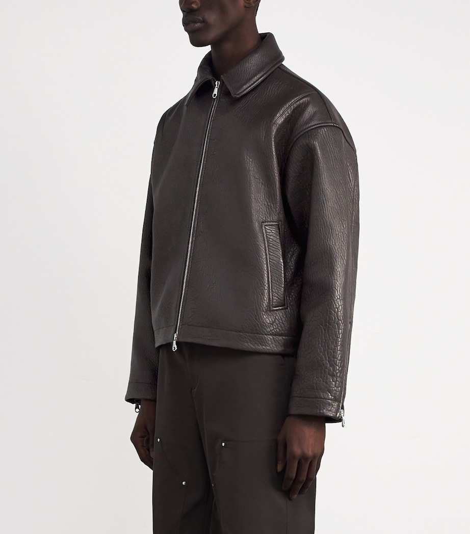 Bomber Shrunken Leather Jacket BROWN 300 Image 3