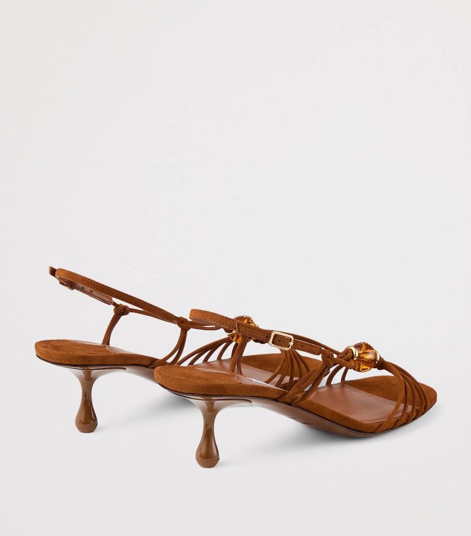 Jimmy Choo Lova 50 Suede Heeled Sandals Tan Mix Image 3
