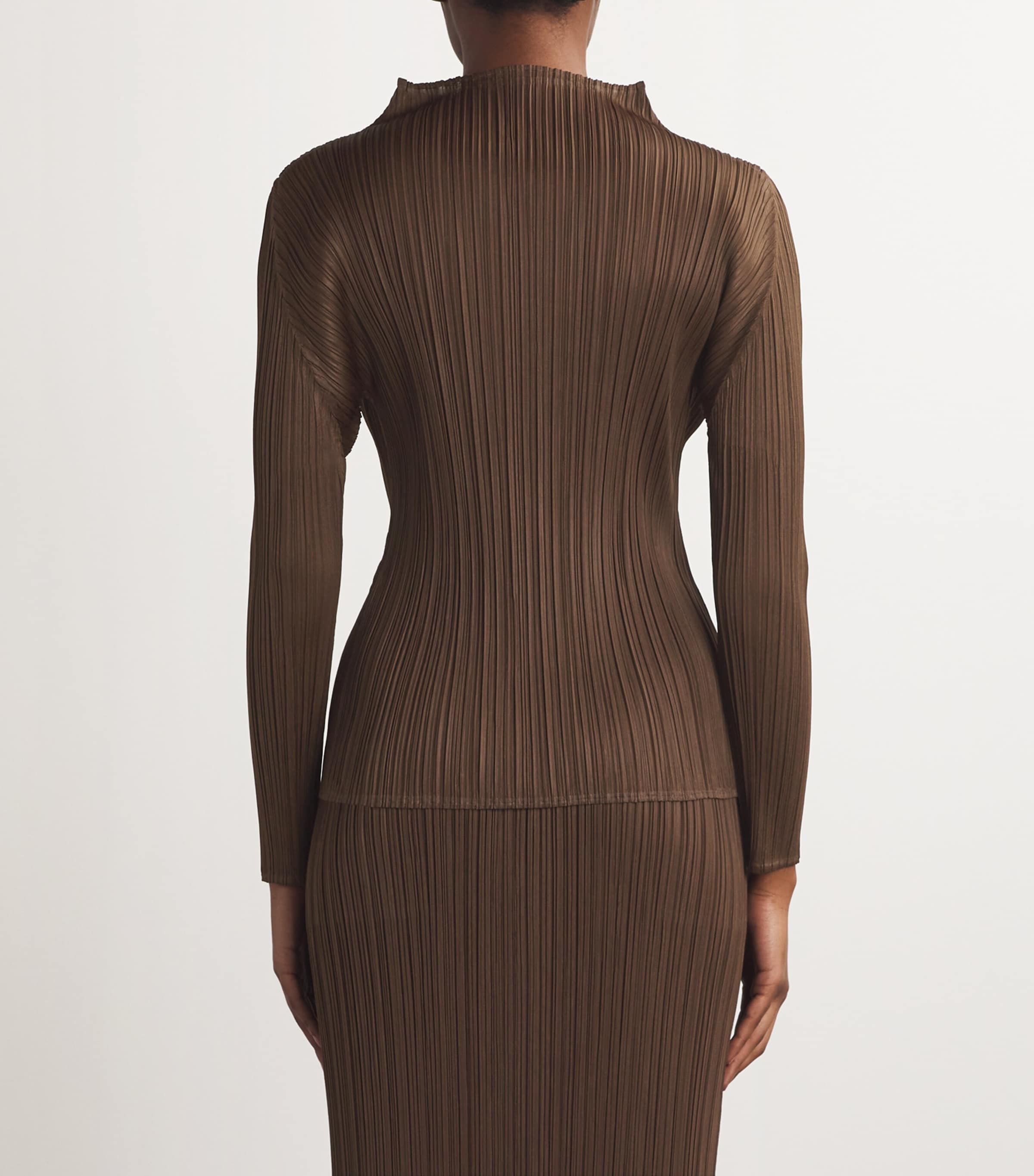 Pleats Please Issey Miyake Brown New Colorful Basics Long-Sleeve