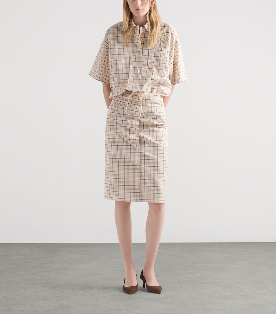 Prada Womens Cotton Embroidered Check Shirt Image 2