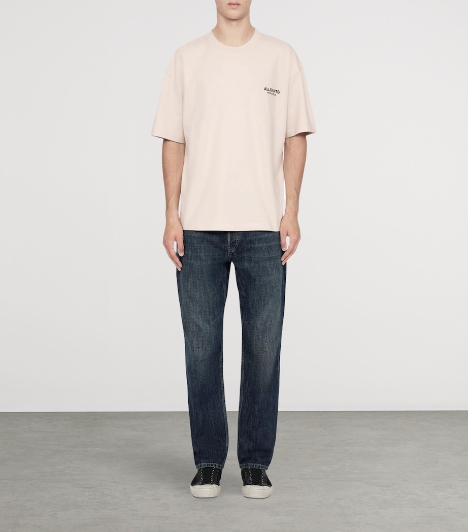 AllSaints Mens Organic Cotton Shadow T-Shirt Taupe White Image 2