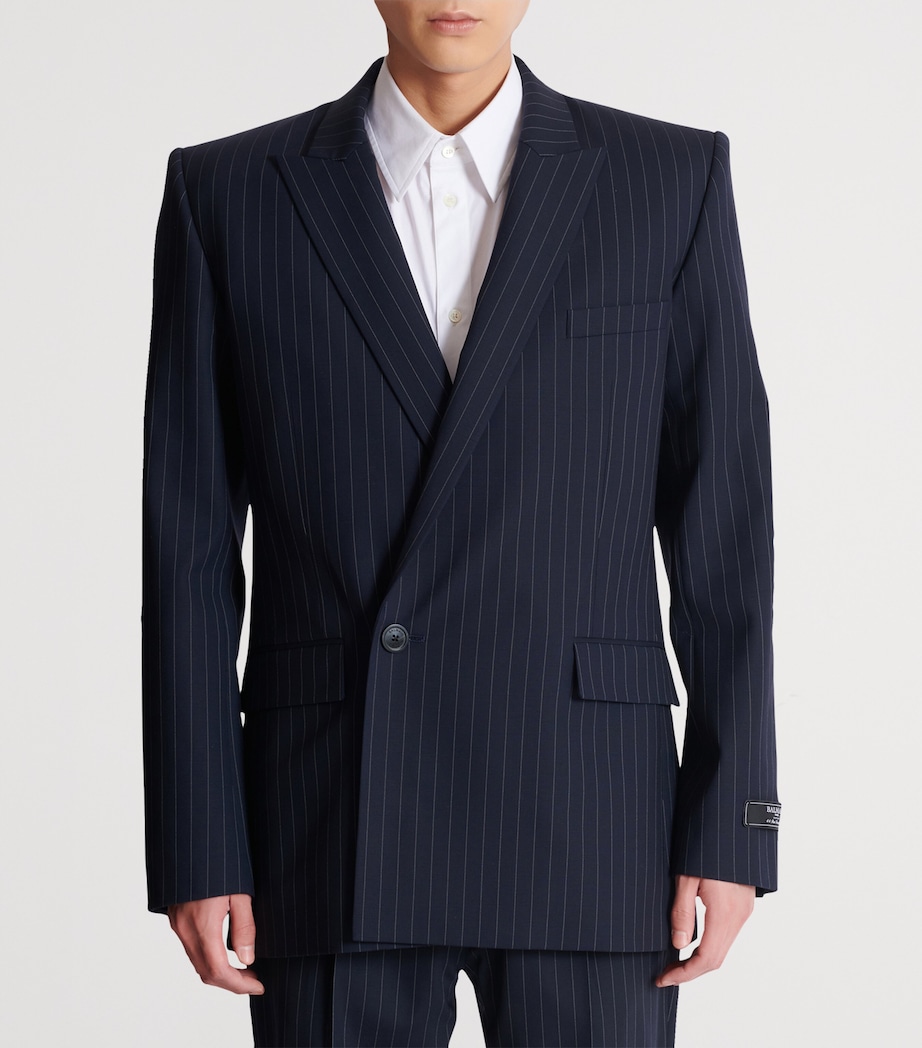 Wool Pinstripe Blazer SAJ BLEU/BLANC Image 2
