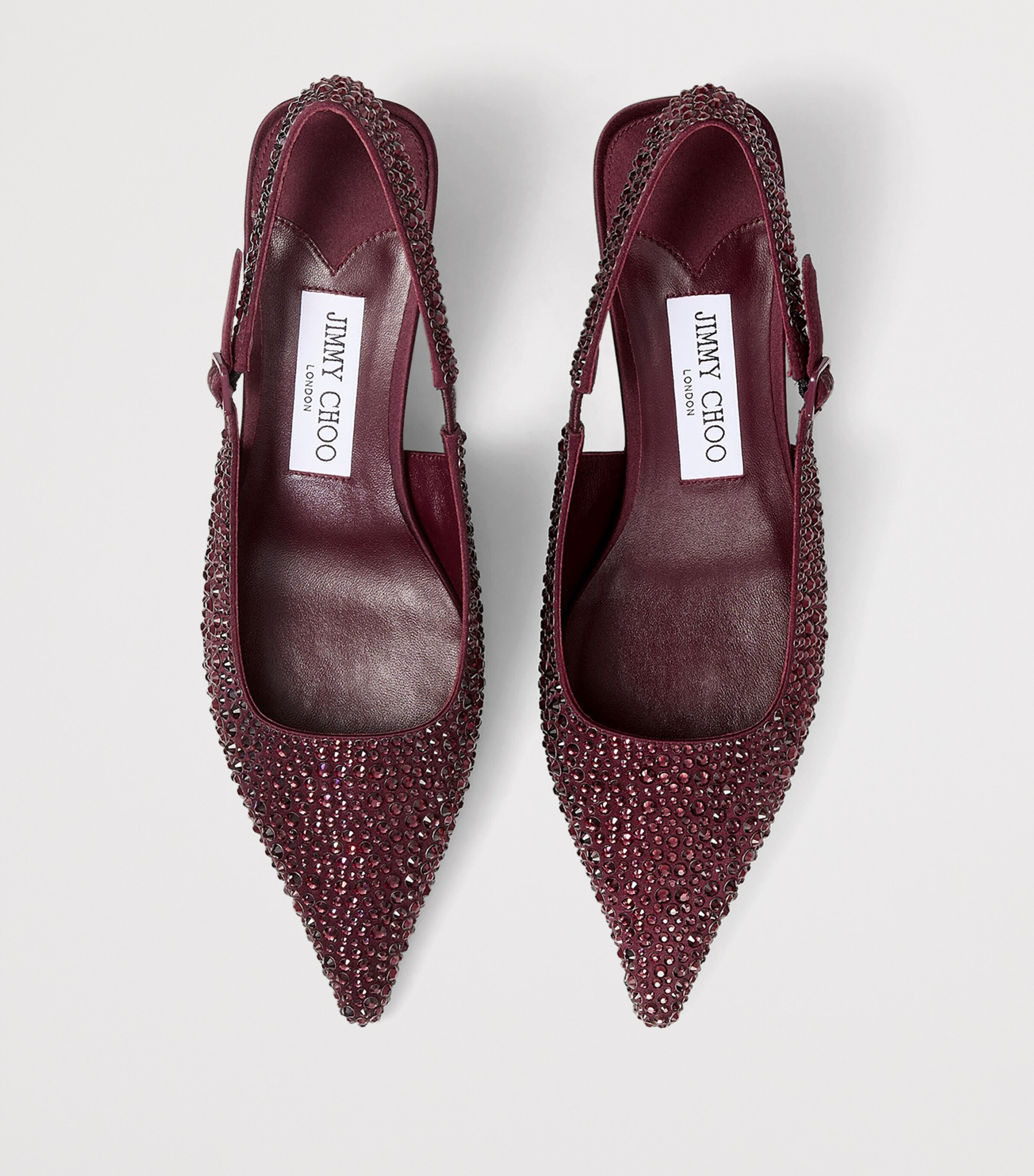 Jimmy Choo Amel 50 Satin Embellished Slingback Pumps Deep Merlot Image 4