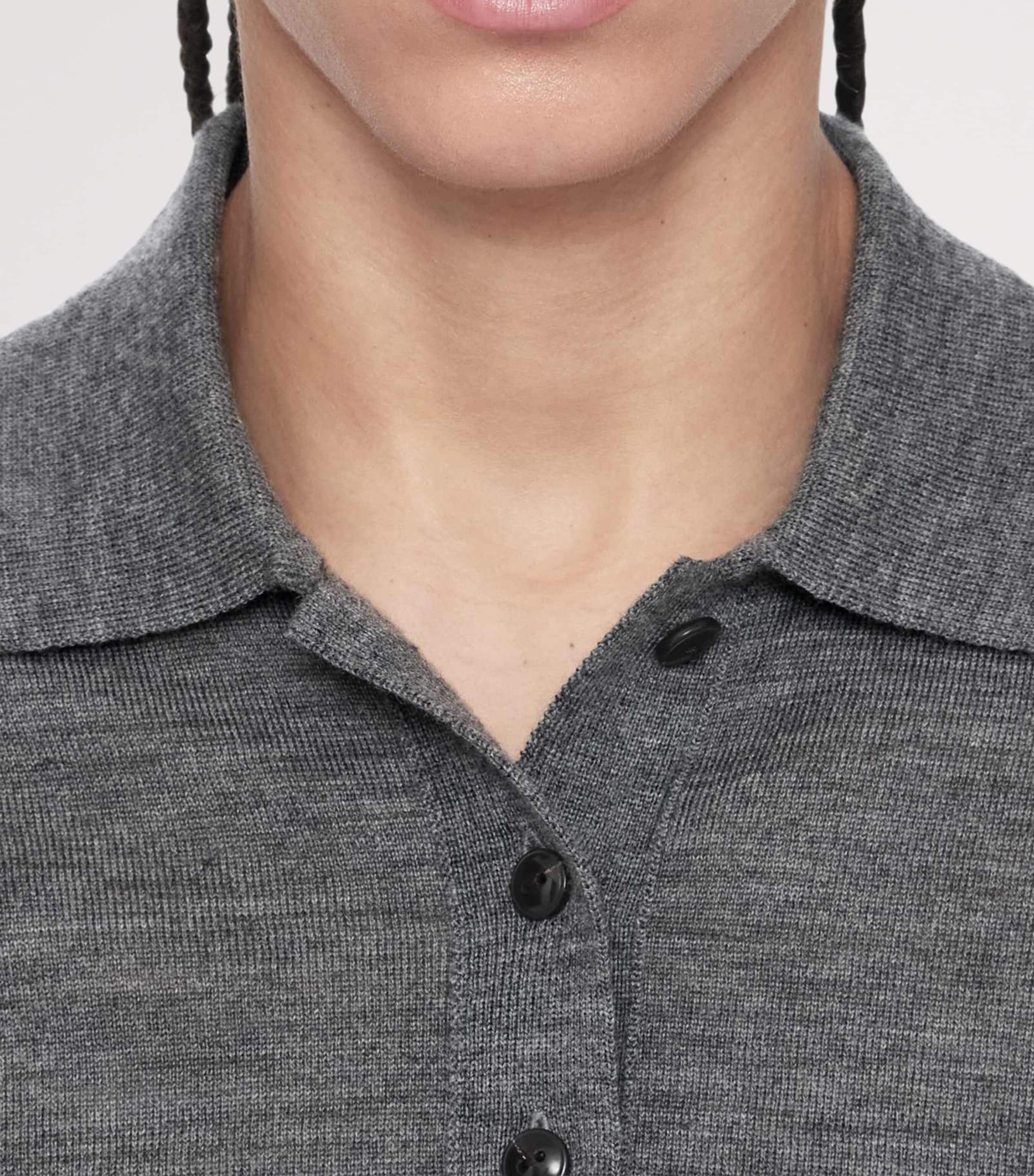 AllSaints Womens Merino Wool Martel Polo Sweater Grey Marl Image 5