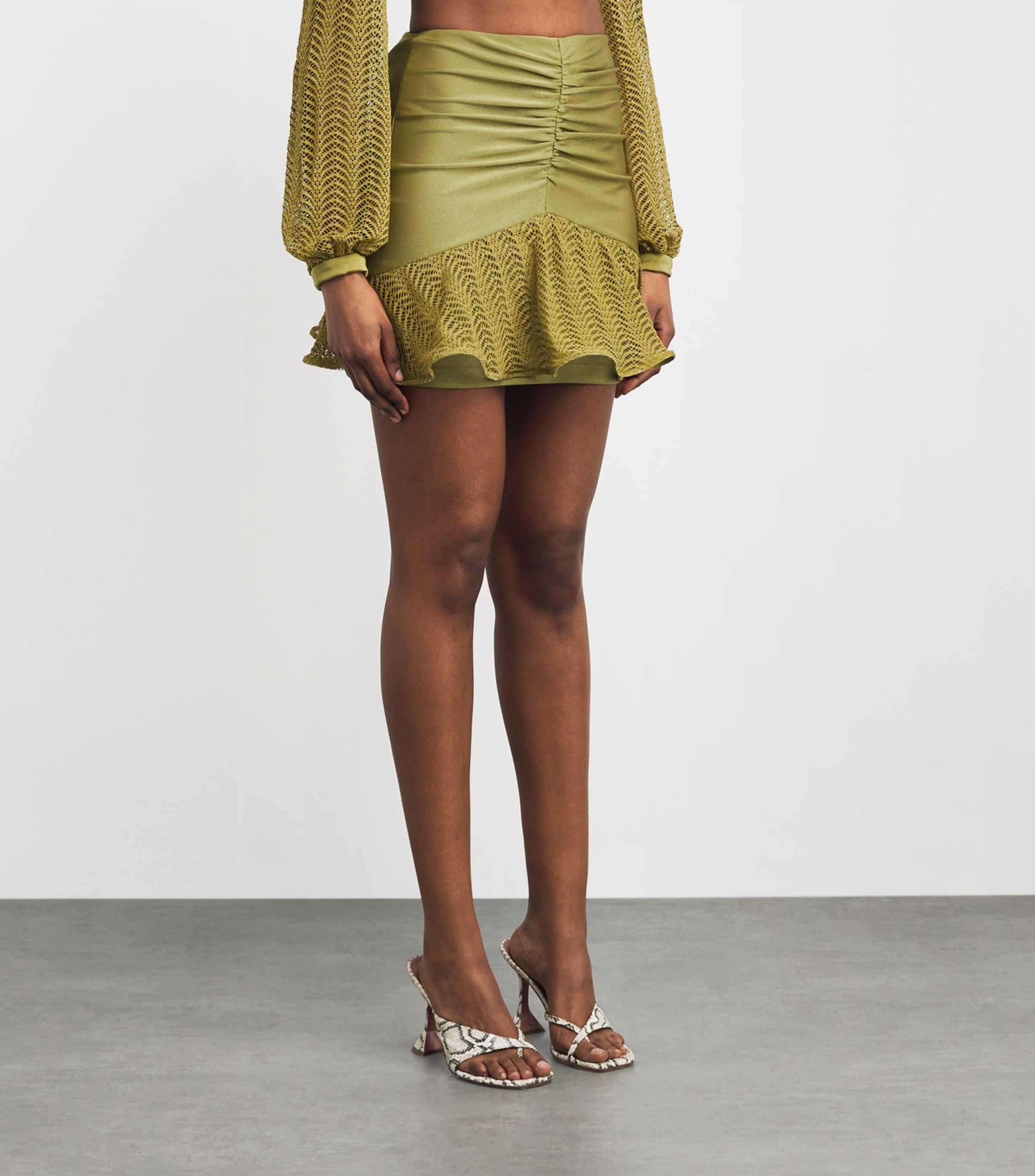 Wave Mesh Mini Skirt GREEN Image 3