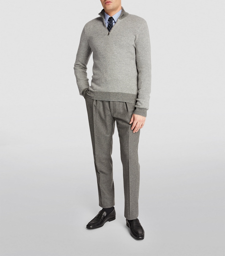Ralph Lauren Purple Label Mens Cashmere Half-Zip Sweater Classic Grey Heather Image 2