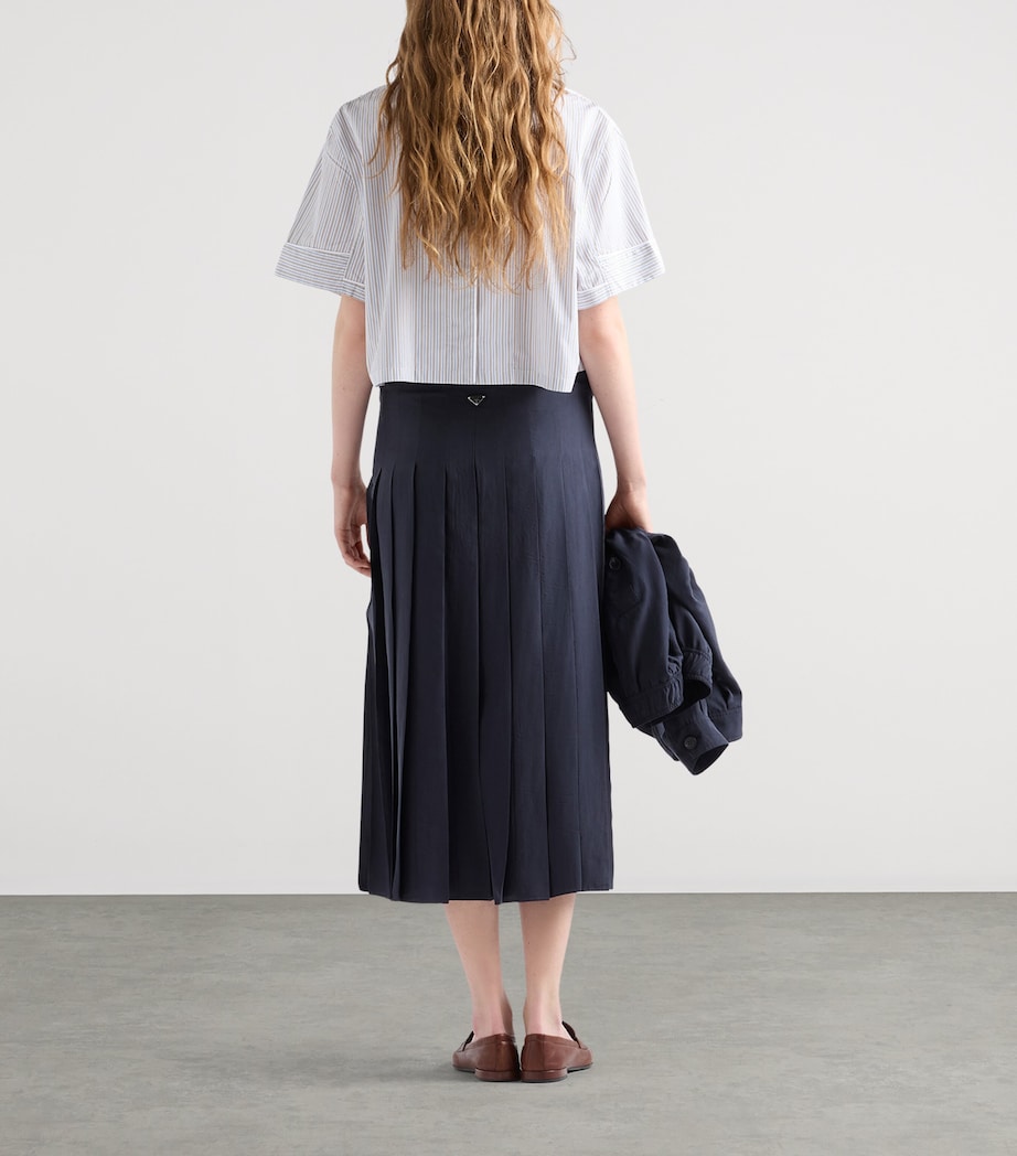 Prada Womens Silk Pleated Midi Skirt Image 3