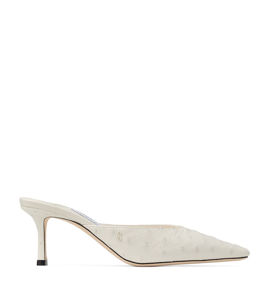 Ostrich Leather Vivi 65 Mules LATTE Image 1