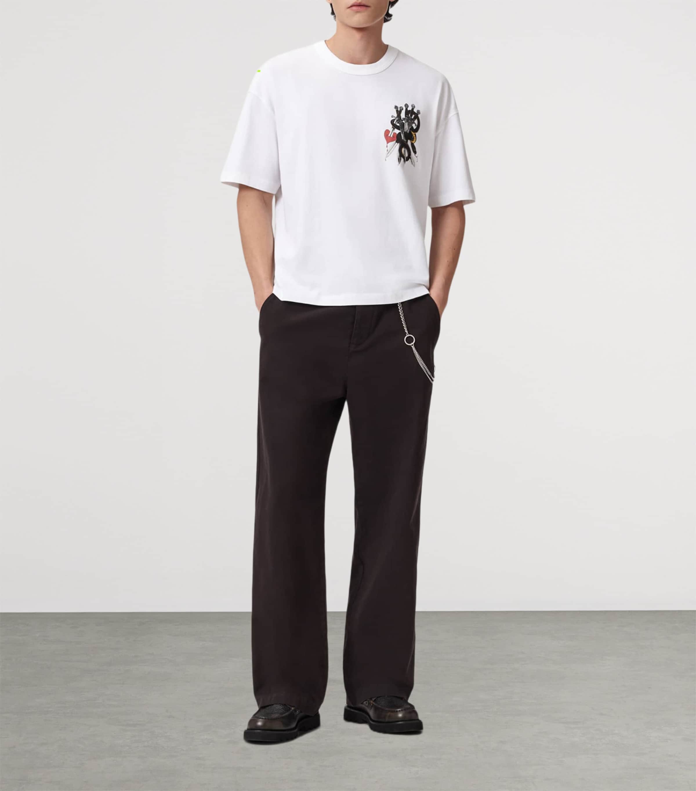 AllSaints Mens Organic Cotton Serrate T-Shirt Optic White Image 2