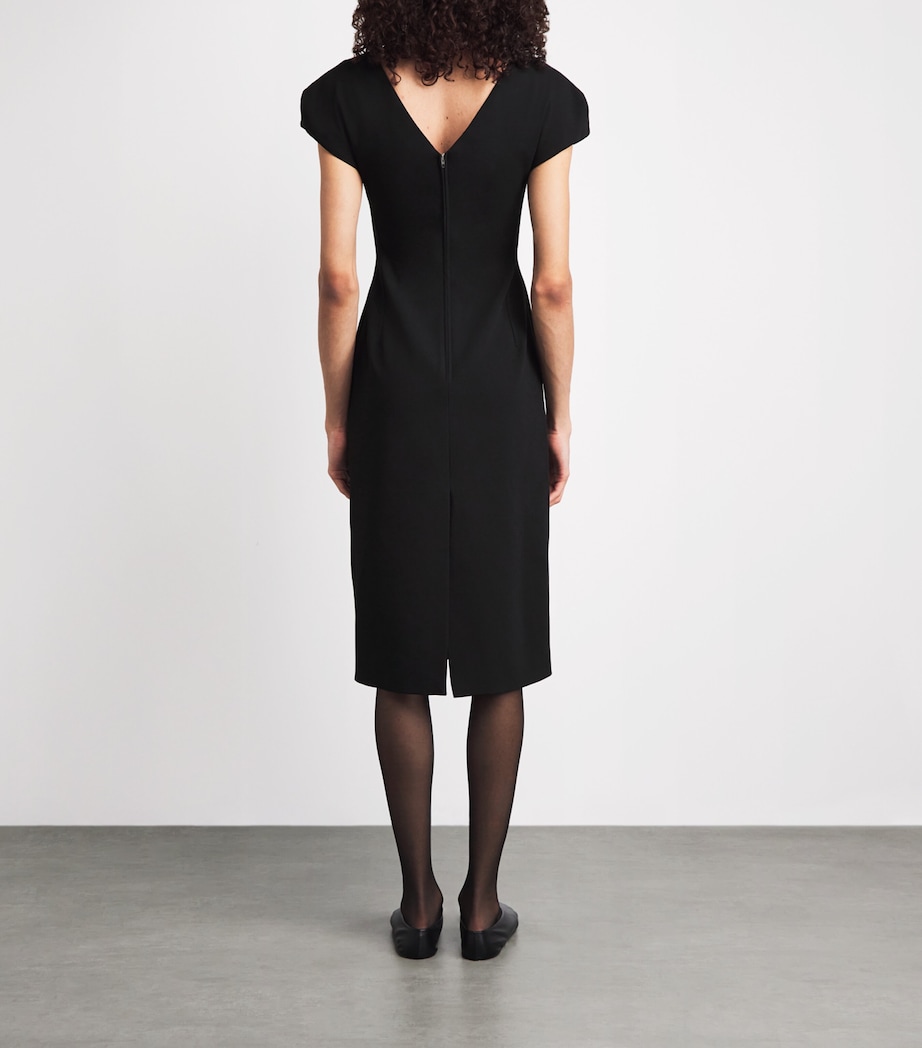 Jil Sander Womens Wool Sablé V-Neck Midi Dress Black Image 4