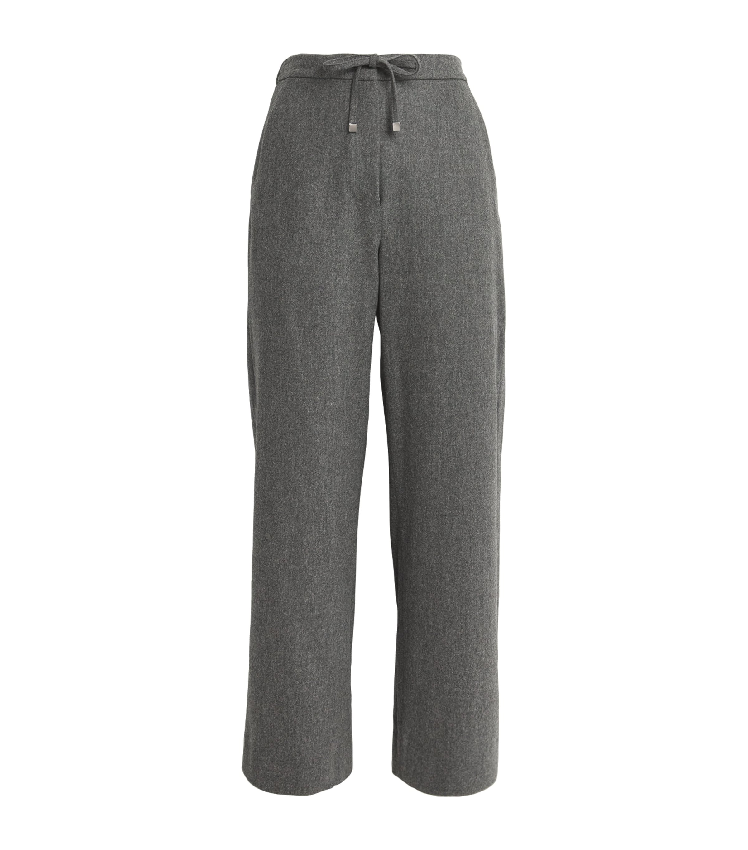 Max Mara Stretch-virgin Wool Cropped Trousers In Grey