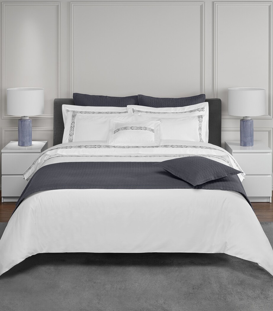 Egyptian Cotton Alentejo Pillowcase Pair (50cm x 75cm) WHITE/MIDNIGHT Image 2