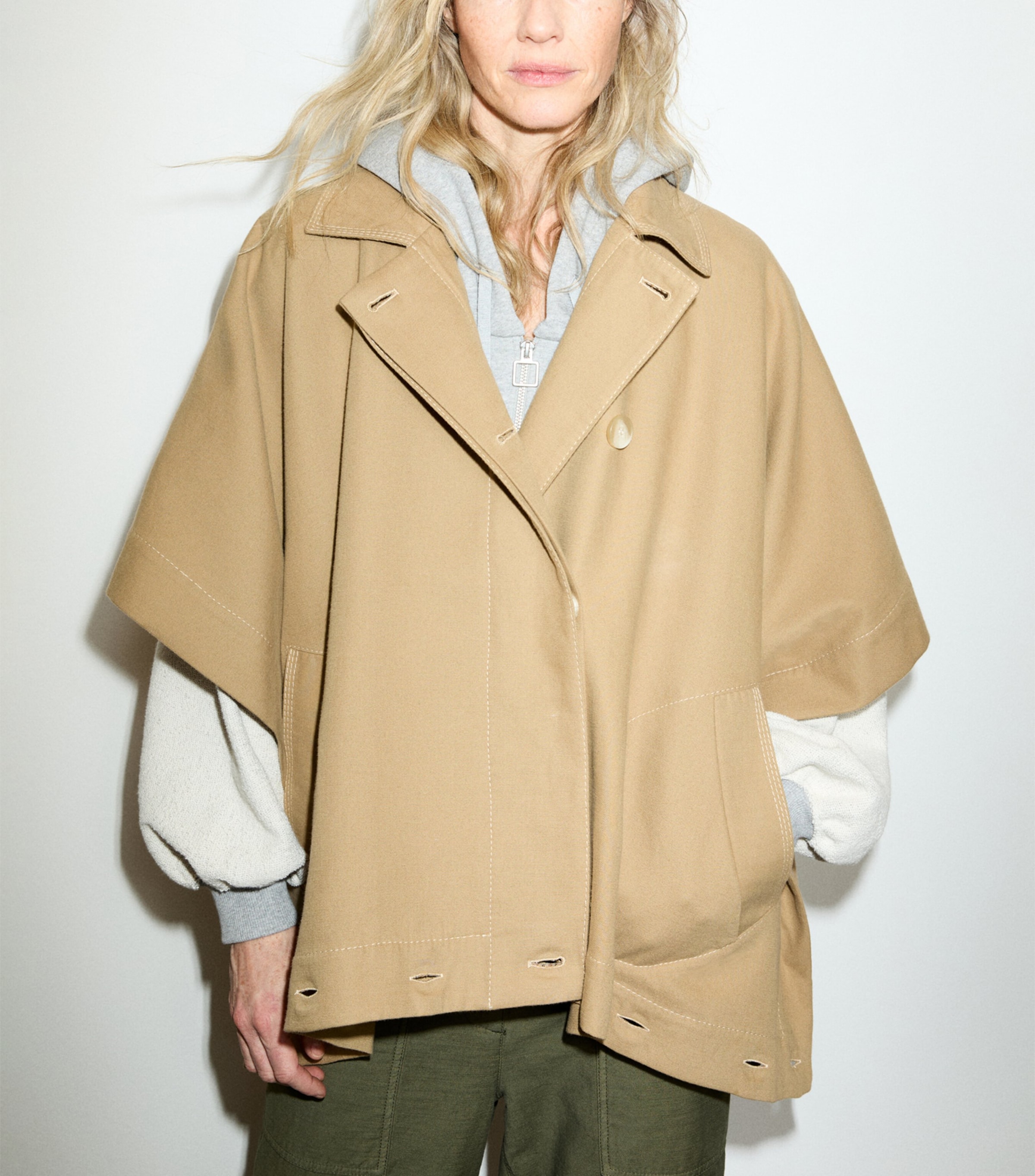MAX&Co. Womens Contrast-Panel Raincoat Camel Image 6