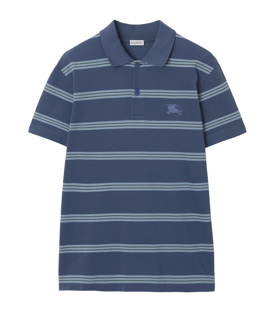 Burberry Blue Cotton Stripe Polo Shirt Harrods QA - Main Image