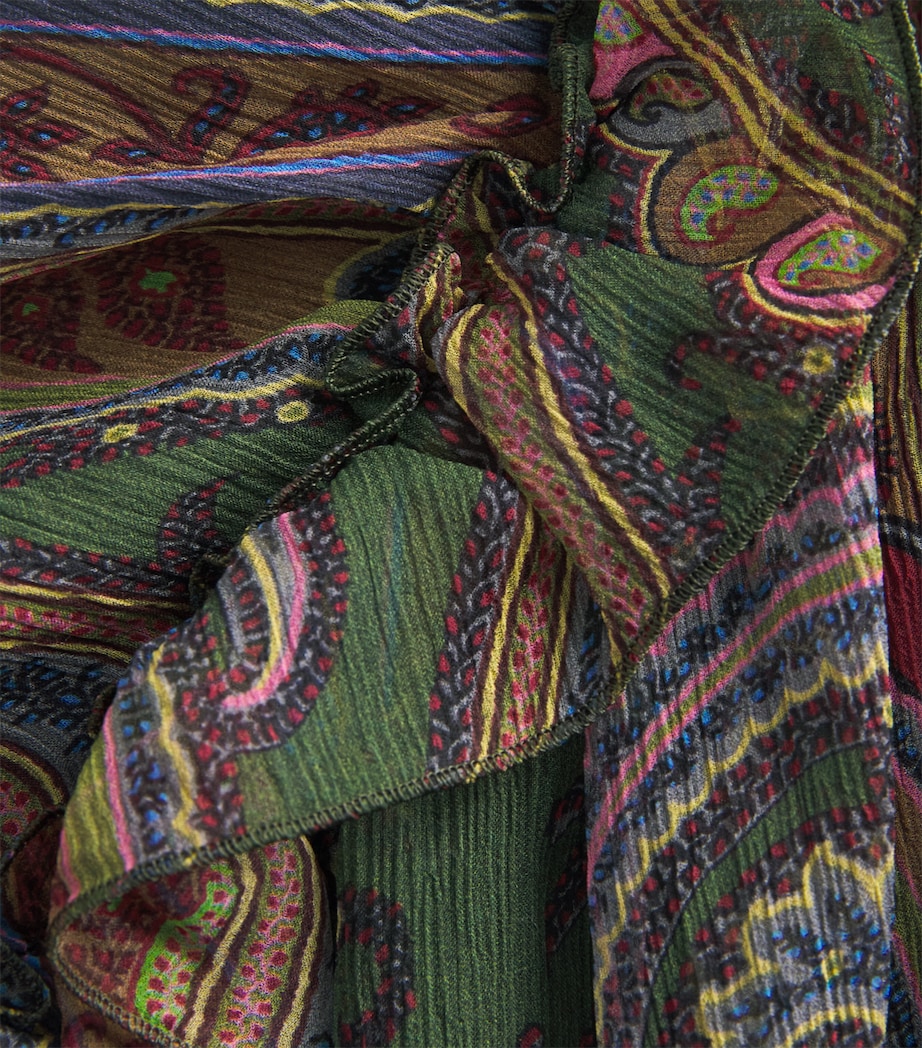 Etro Womens Silk Paisley Ruffle Maxi Dress Green Image 6