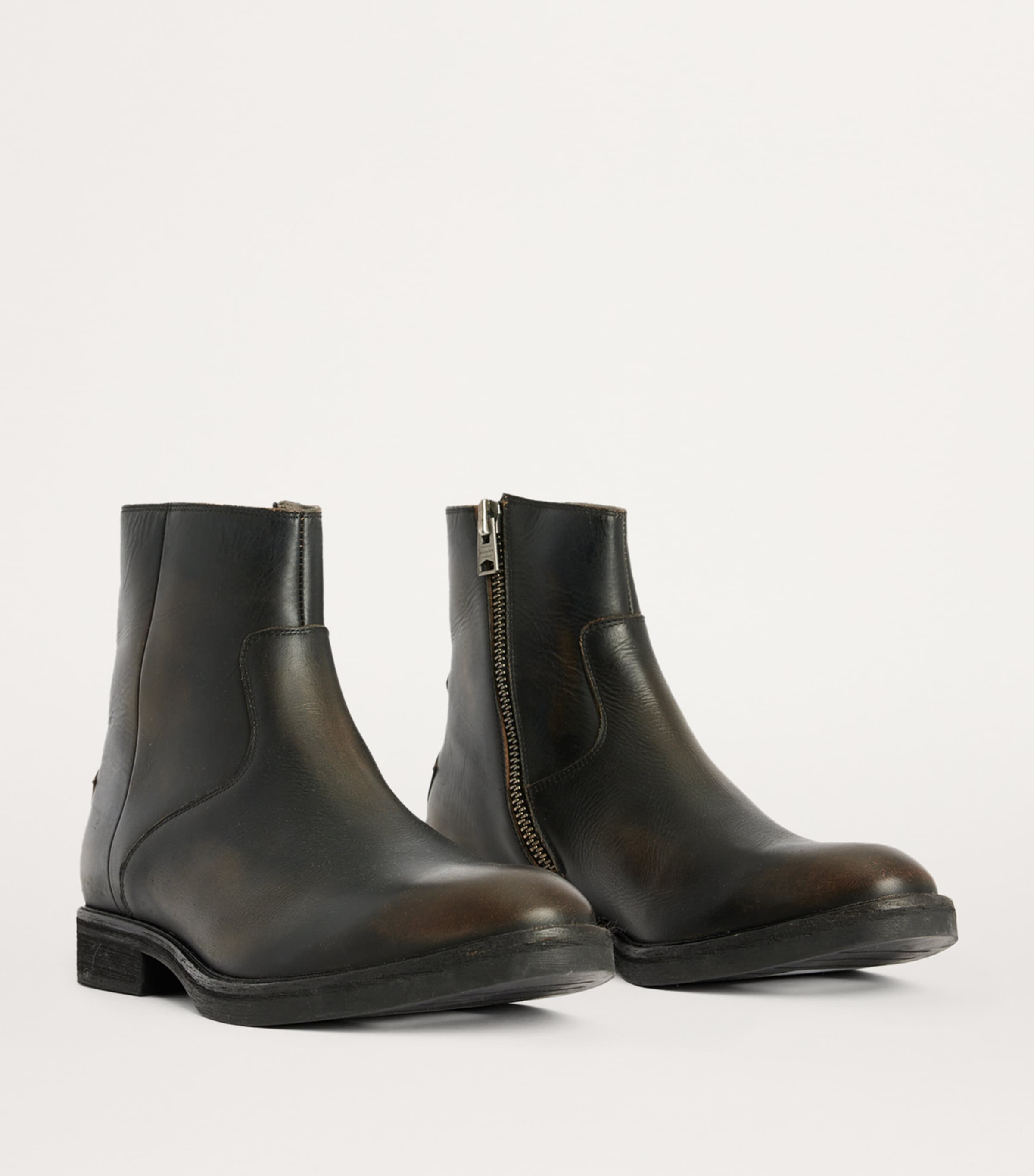 Leather Lang Ankle Boots DARK BROWN Image 3