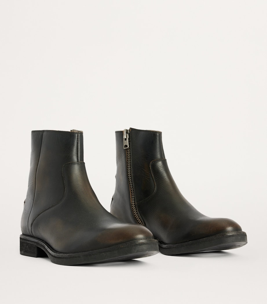 Leather Lang Ankle Boots DARK BROWN Image 3