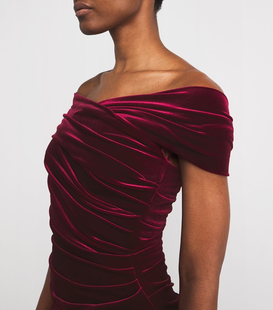 Velvet Off-The-Shoulder Maxi Dress 364 BURGUNDY Image 4