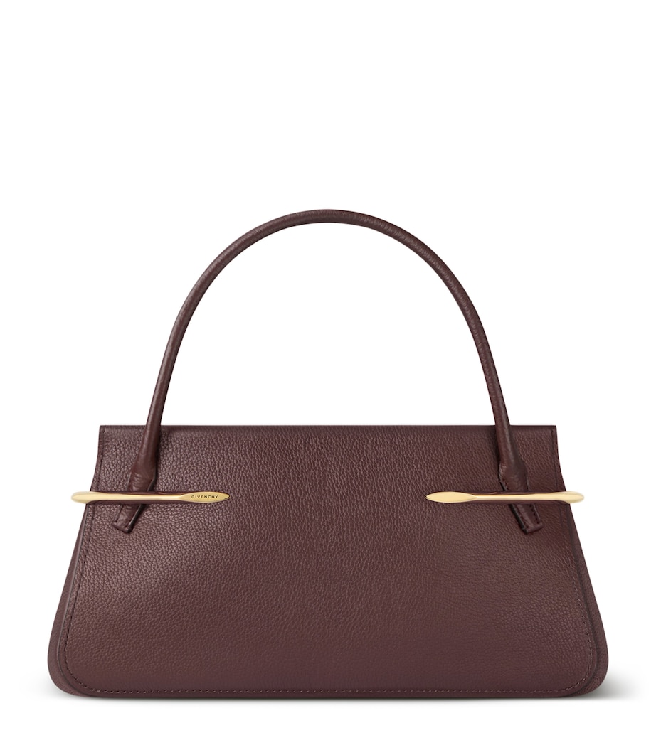 Medium Leather Pinch Top-Handle Bag EBONY BROWN Image 1