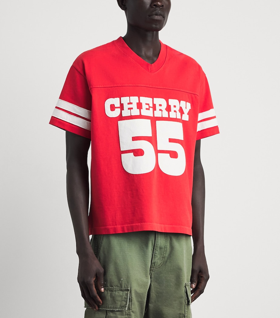 Cherry Los Angeles Mens Appliqué Football Jersey T-Shirt Tomato Image 4