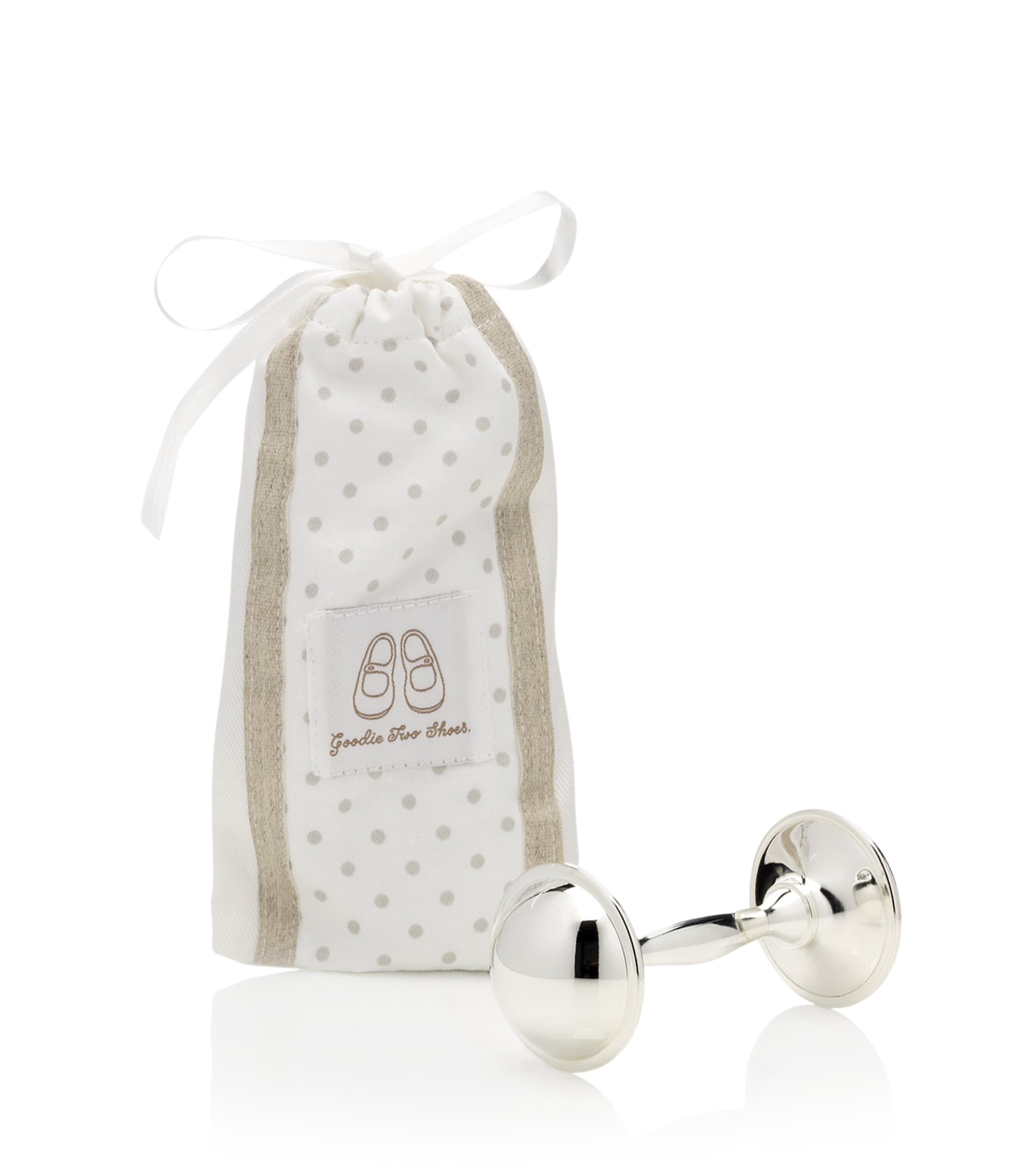 English Trousseau Rattle In Cotton Bag In Beige