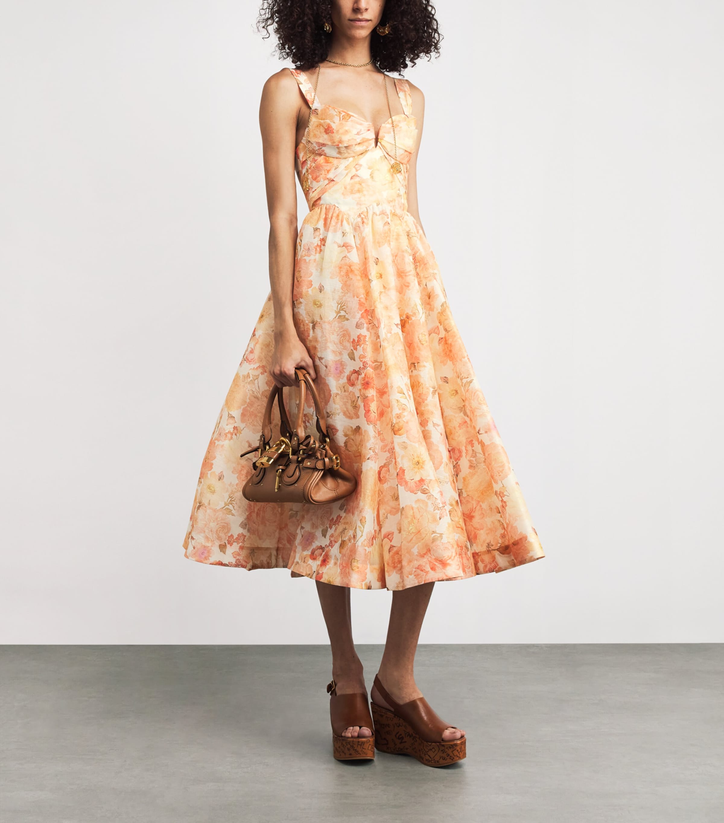 Linen-Silk Corset Rebellion Midi Dress GLBLM GOLDEN BLOOM Image 2