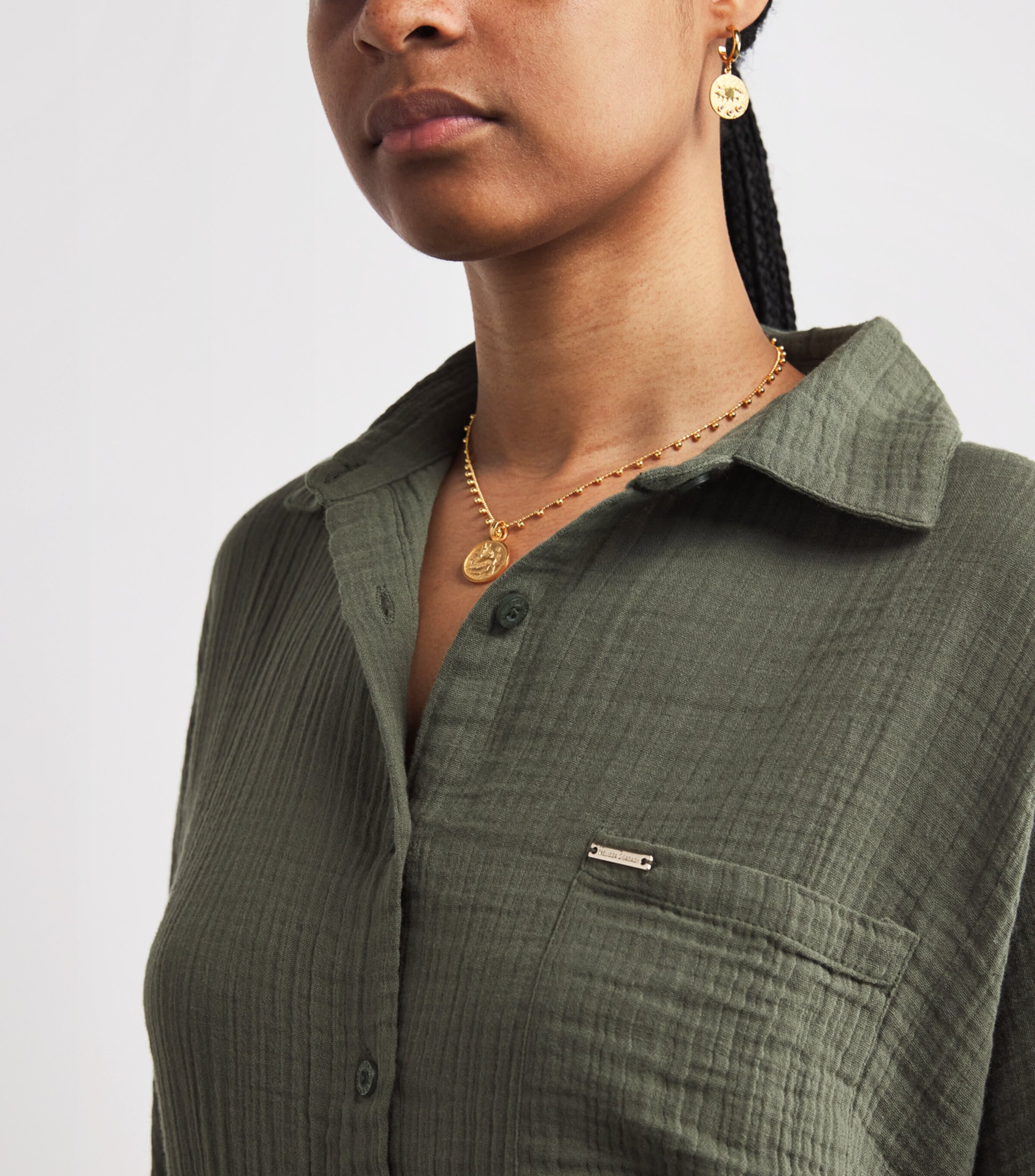 Cotton Sara Mini Shirt Dress OLIVE10 Image 5