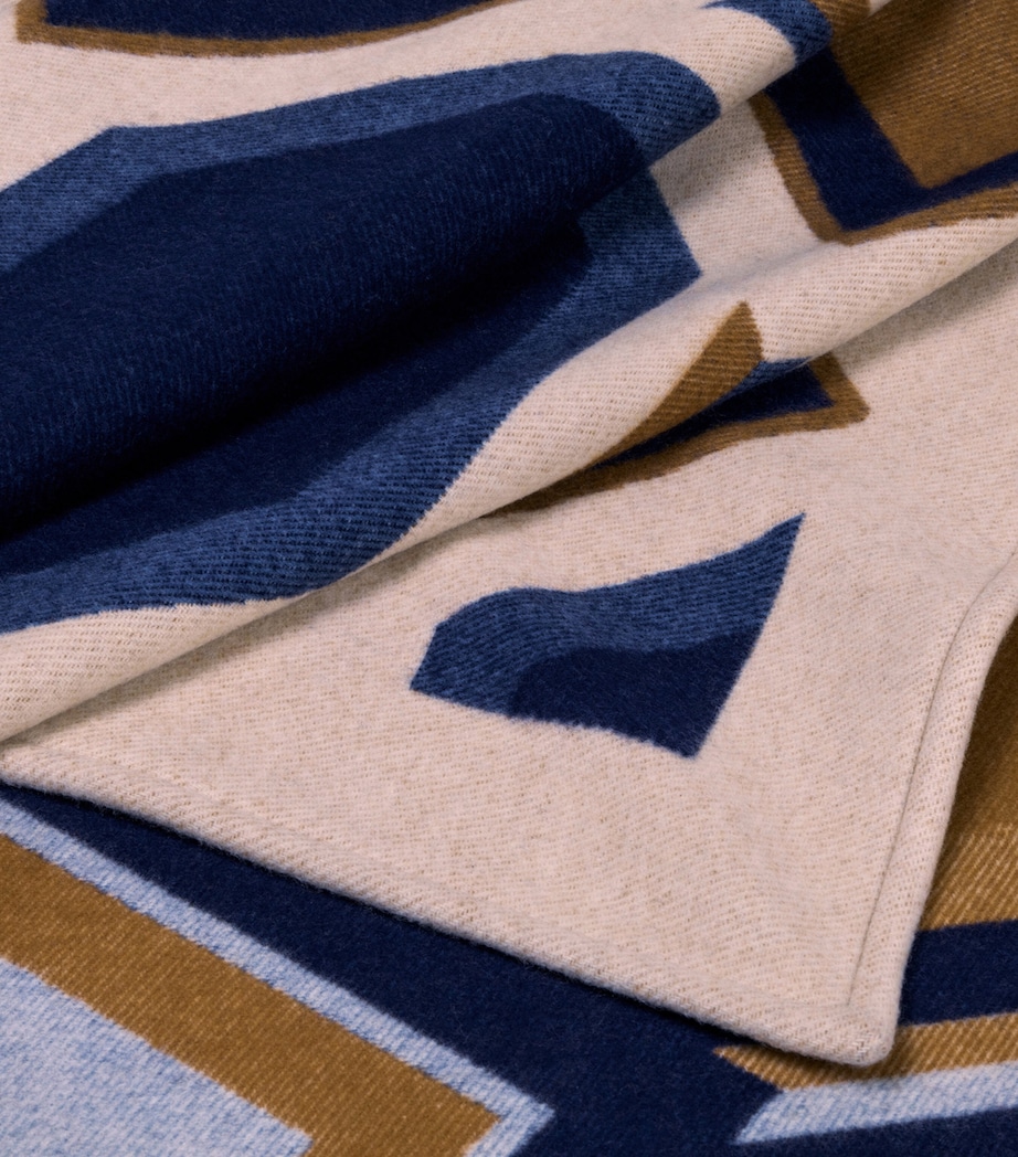 Wool-Cashmere Deco 003 Throw (135cm x 220cm) 8E30 - BLUE/CREAM Image 6