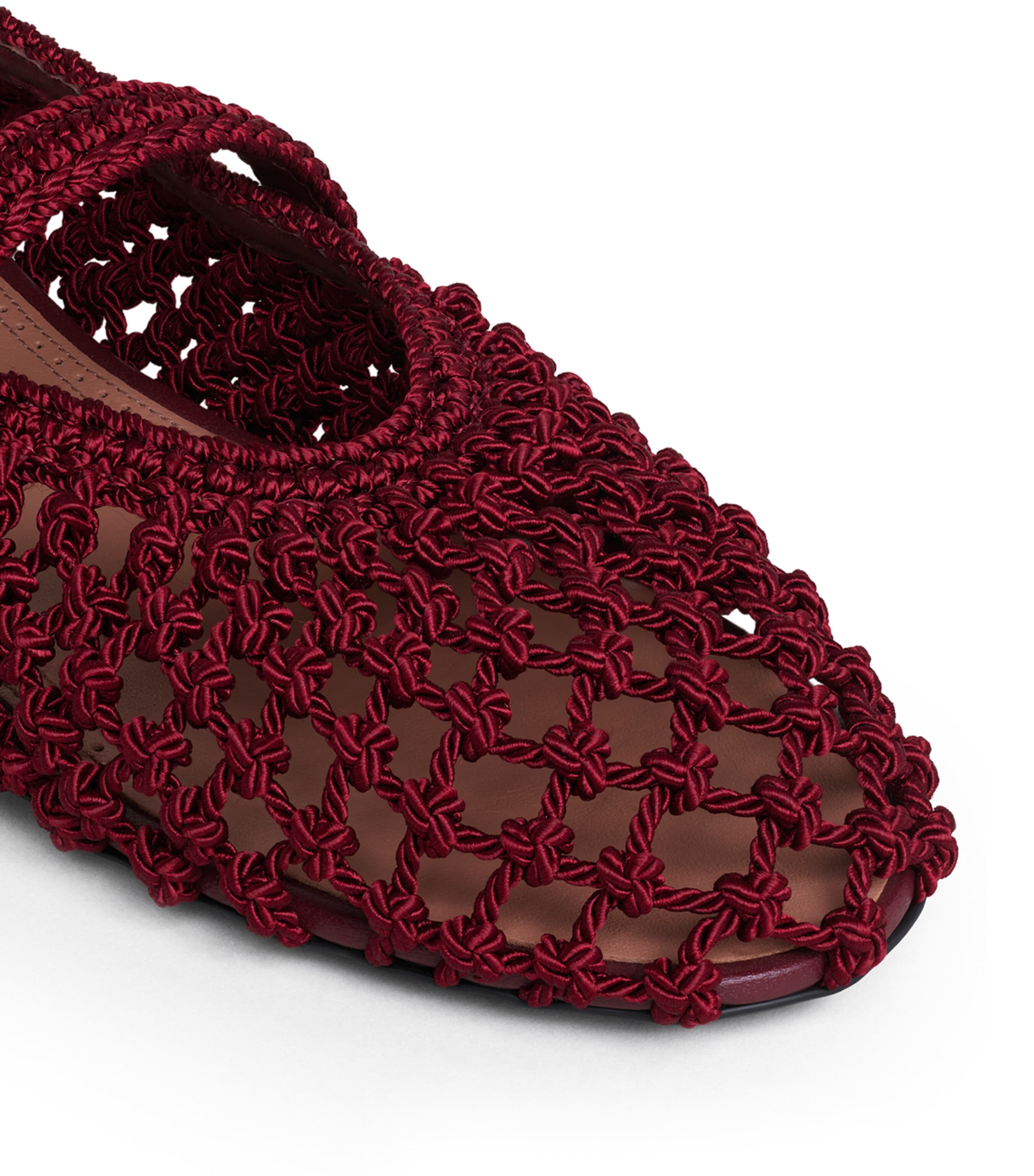 Alaïa Satin Crochet Ballet Flats Bordeaux Image 4