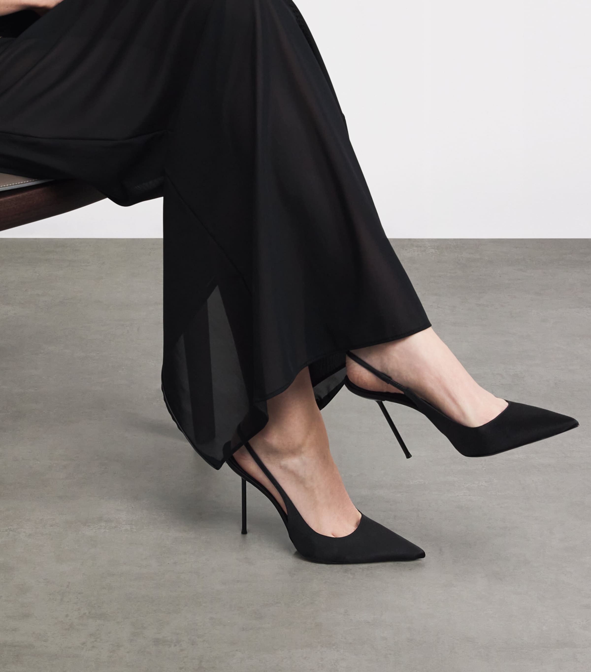 Paris Texas Satin Lidia Slingback Pumps 105 Black Image 4