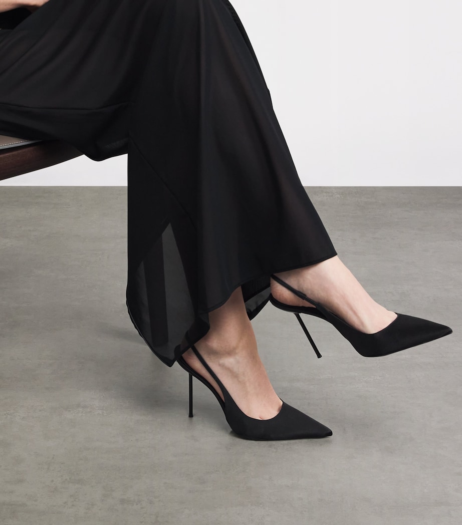 Paris Texas Satin Lidia Slingback Pumps 105 Black Image 4