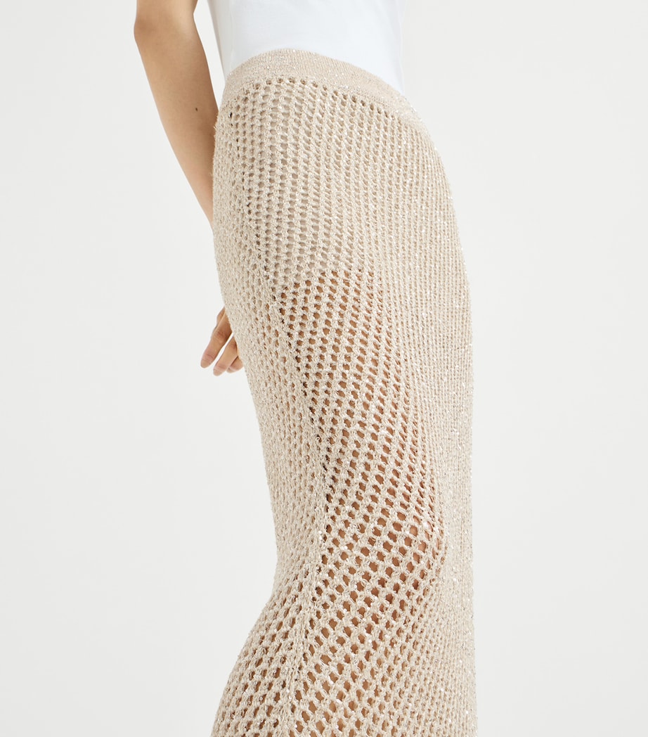 Brunello Cucinelli Womens Embellished Knit Maxi Skirt Image 6