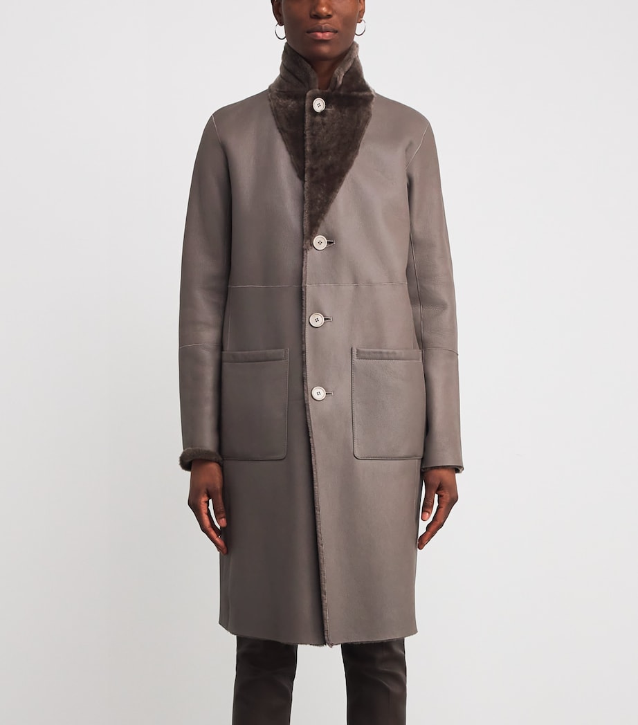 Shearling Reversible Britanny Coat MUSHROOM Image 6