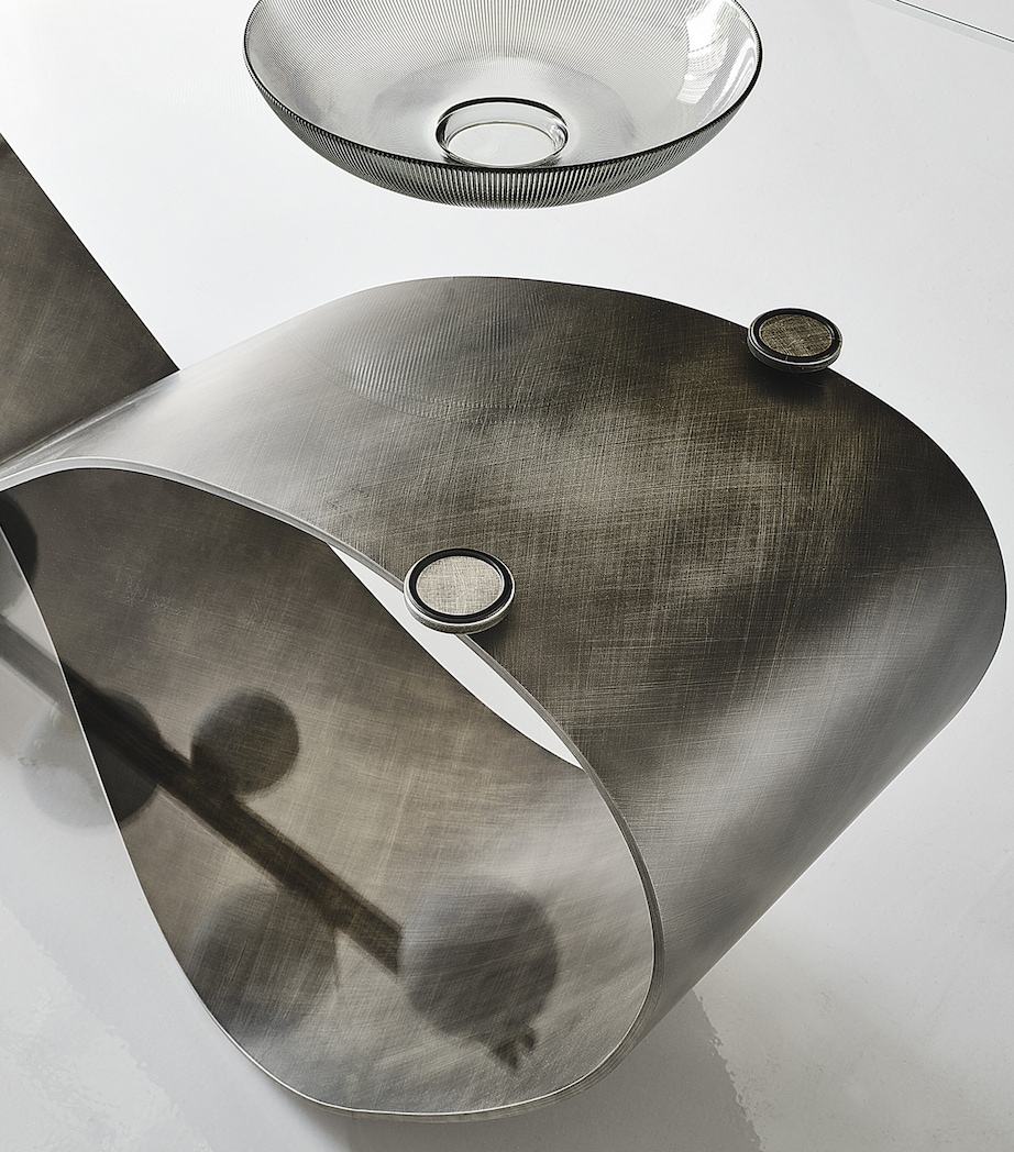 Steel and Glass Butterfly Dining Table BRUSHED GREY Image 6